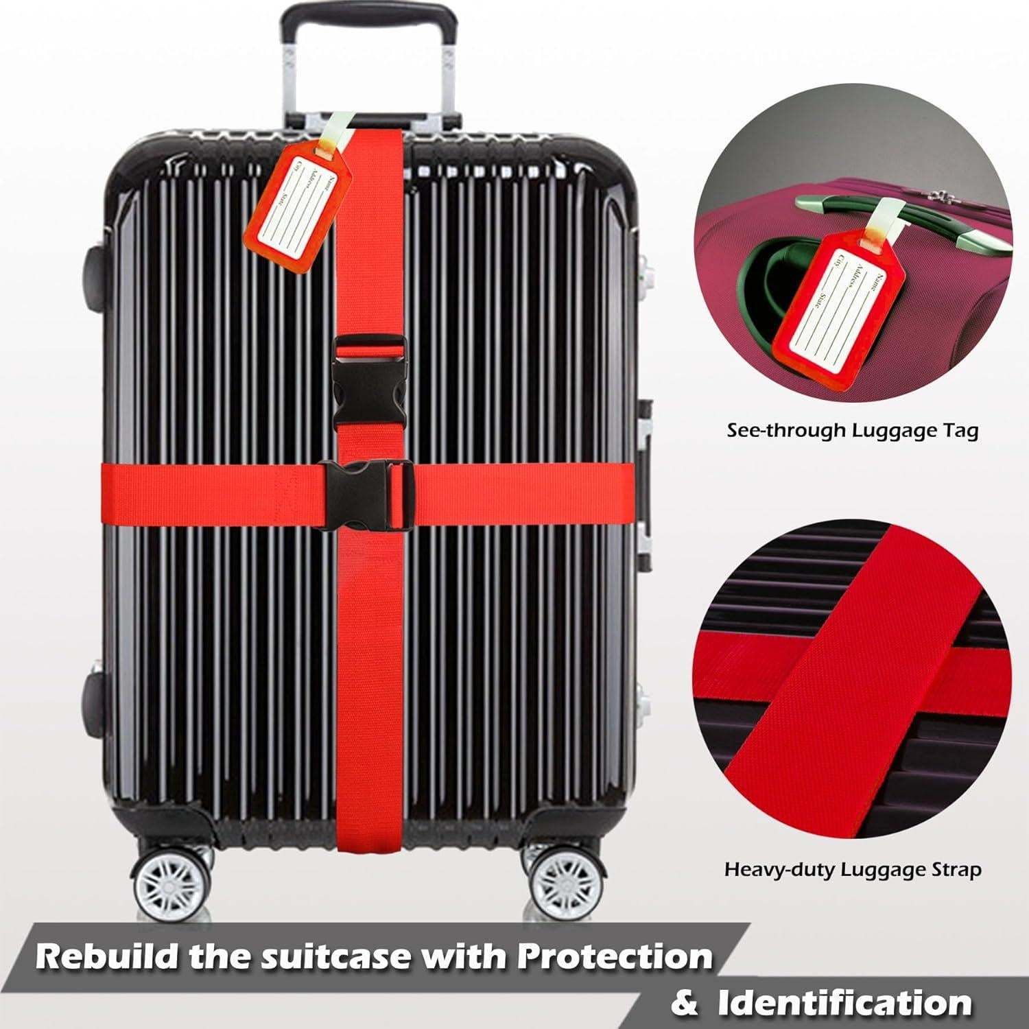 Correas de Equipaje TRANVERS Ultra Largas 200 cm Rojo 4 Pzas