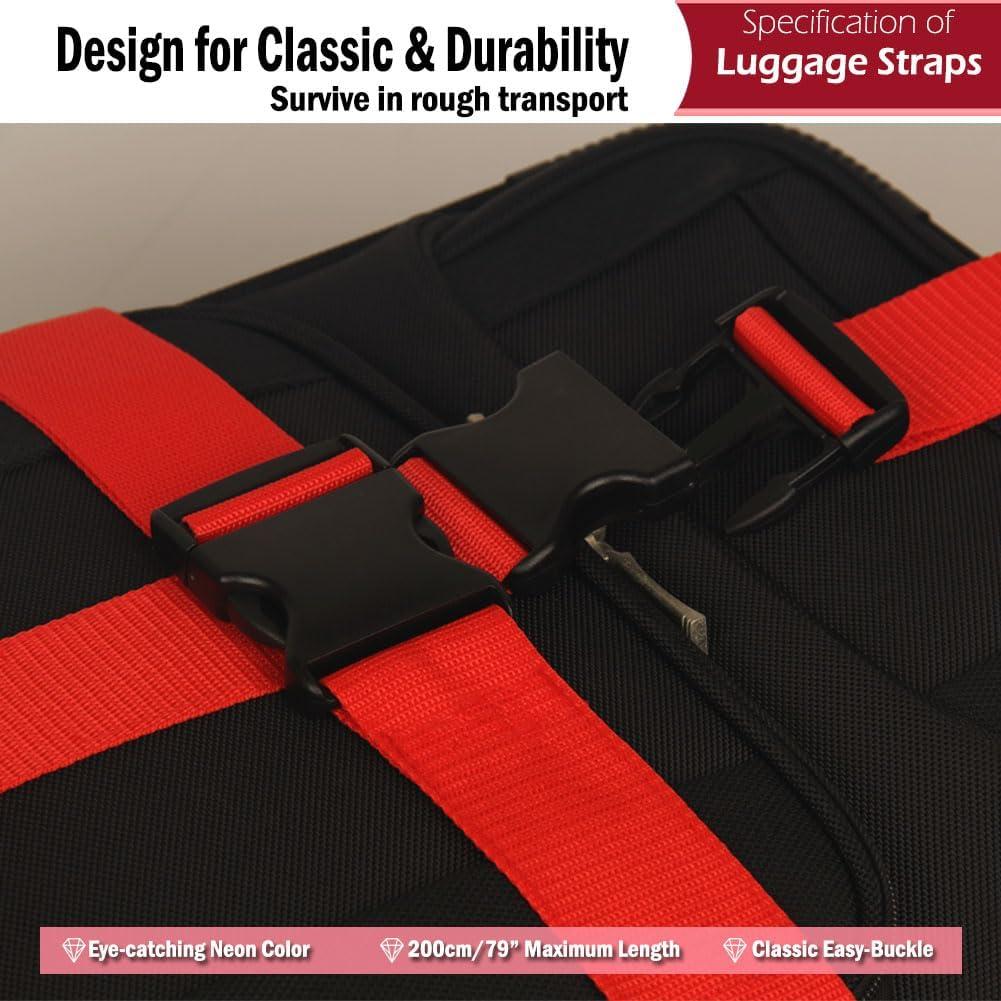 Correas de Equipaje TRANVERS Ultra Largas 200 cm Rojo 4 Pzas