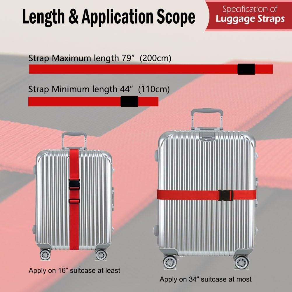 Correas de Equipaje TRANVERS Ultra Largas 200 cm Rojo 4 Pzas