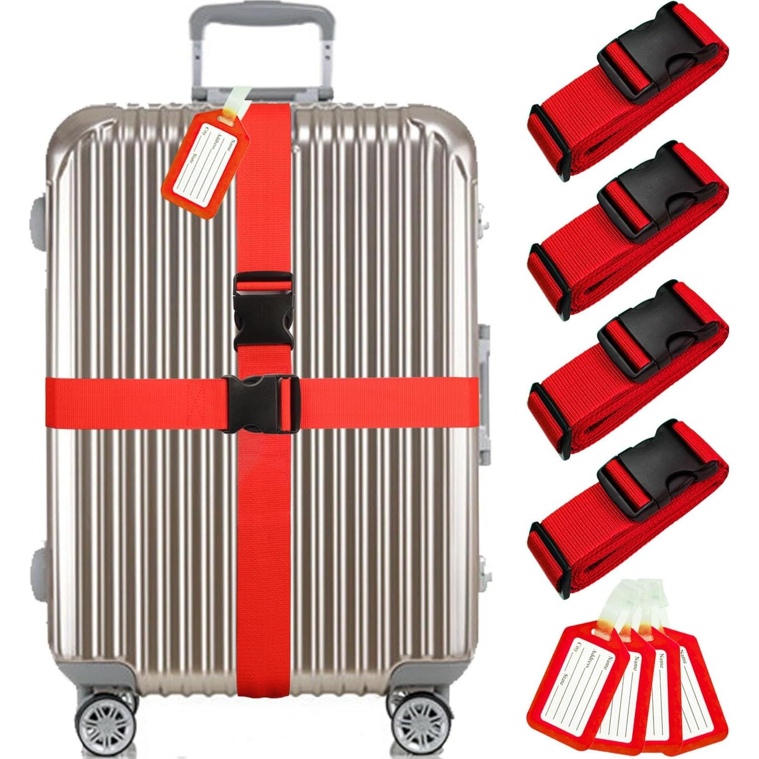 Correas de Equipaje TRANVERS Ultra Largas 200 cm Rojo 4 Pzas