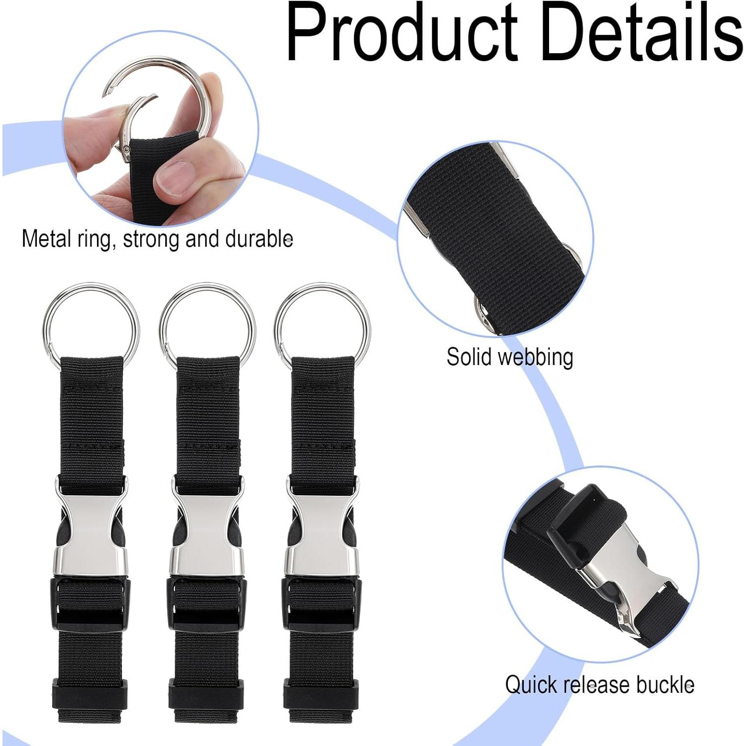 3 Piezas Correa de Equipaje Ajustable Bremorou 19x2.5cm