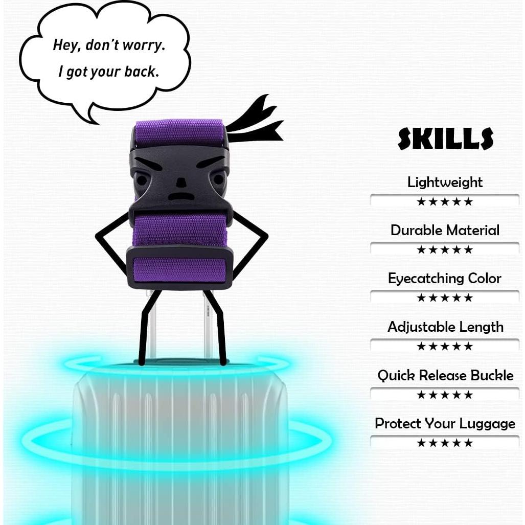Correas de Equipaje Ajustables Youteer 2pcs Morado 187,96 cm
