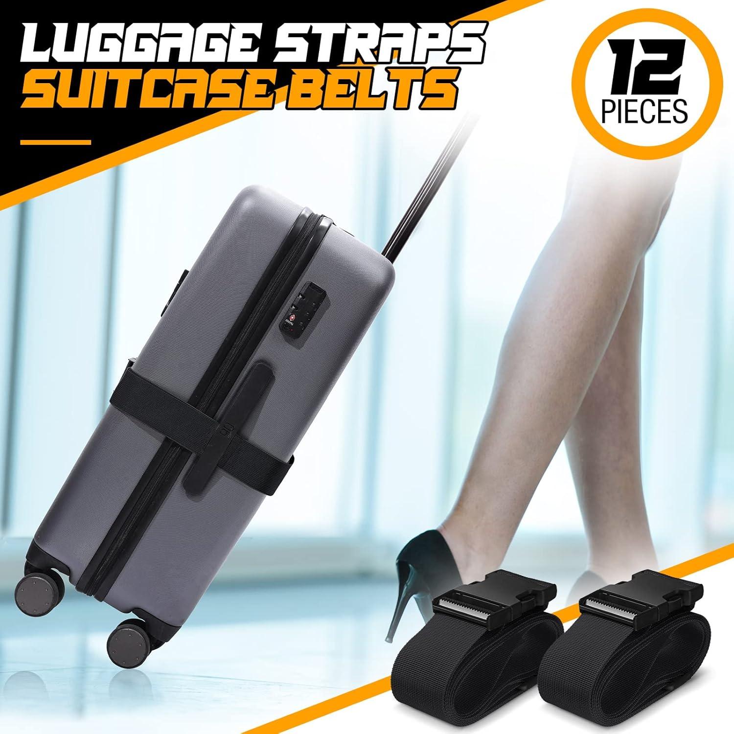 Correas de Equipaje Eccliy 12 Piezas Ajustables 100-188 cm Negro