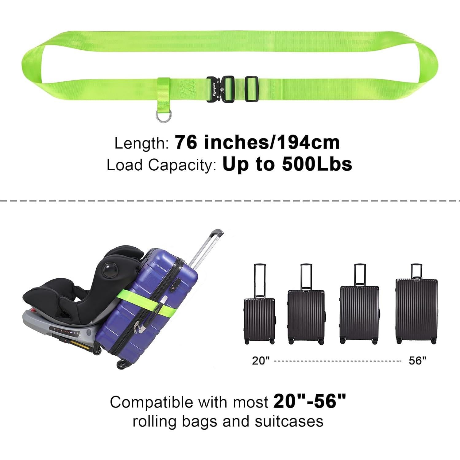 Cinturón de Viaje Vigorport Verde 193 cm Hebilla Metal