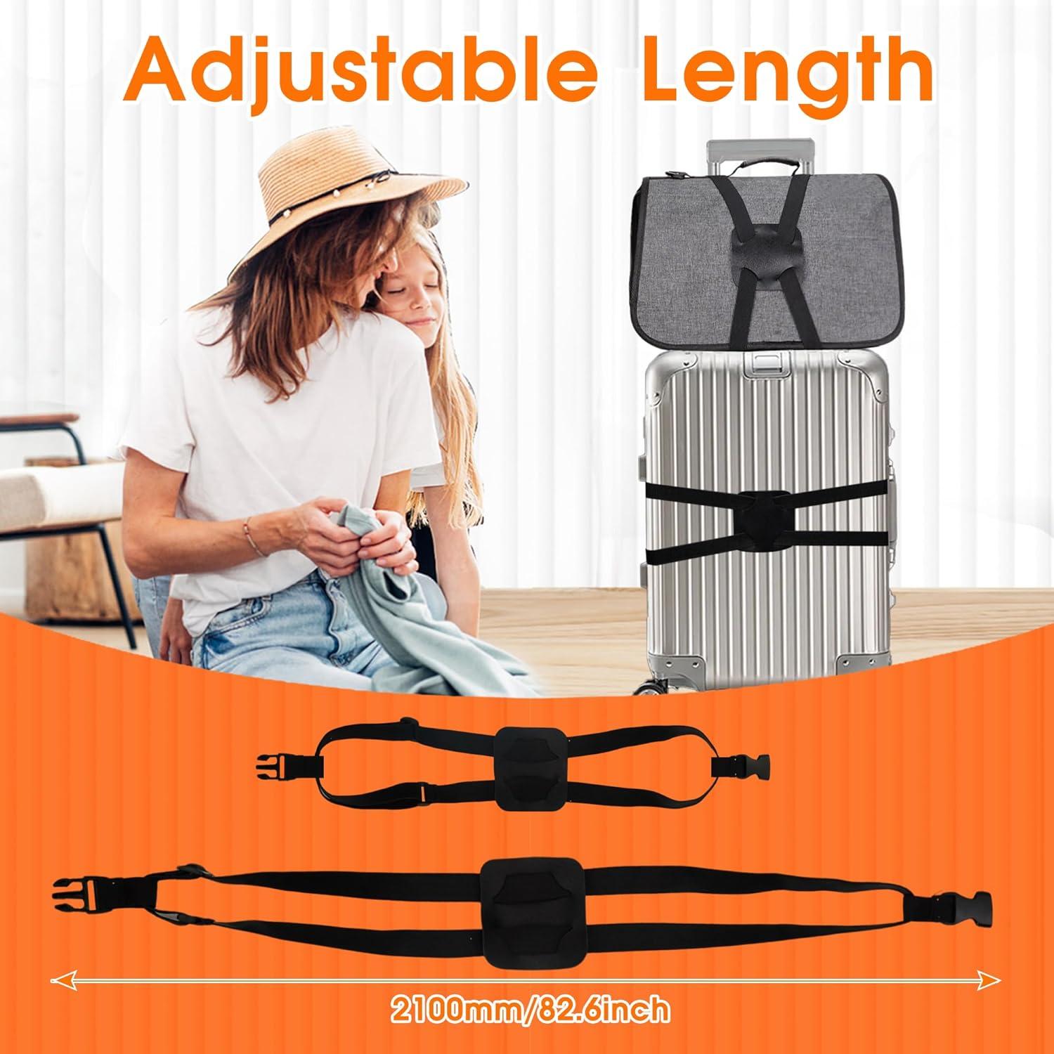 Correas de Equipaje Elásticas Taefuwr 2 Piezas Negras