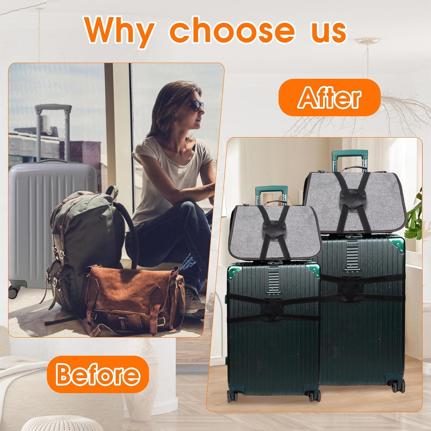 Correas de Equipaje Elásticas Taefuwr 2 Piezas Negras