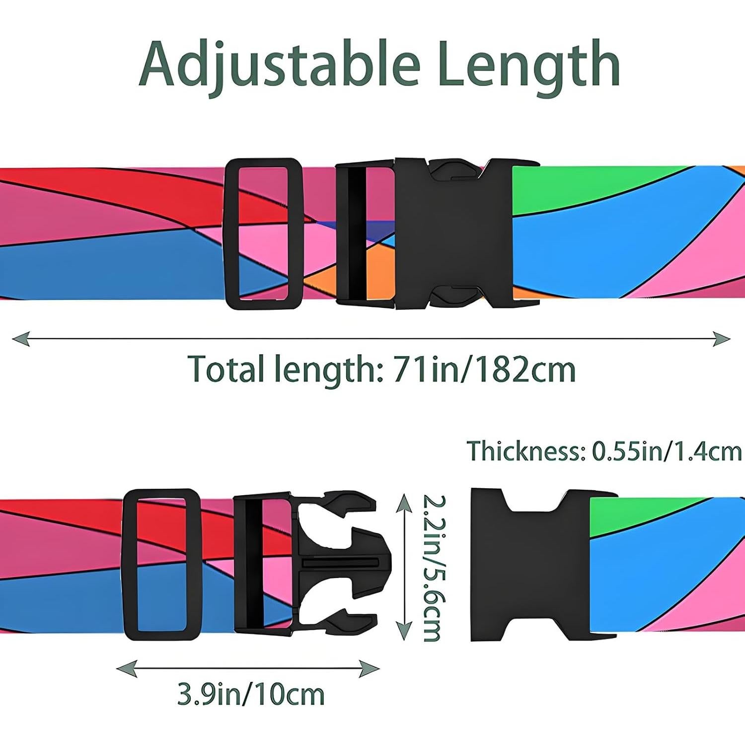 Correas de Equipaje Ajustables Nemubao Olas Coloridas 2 Pzas