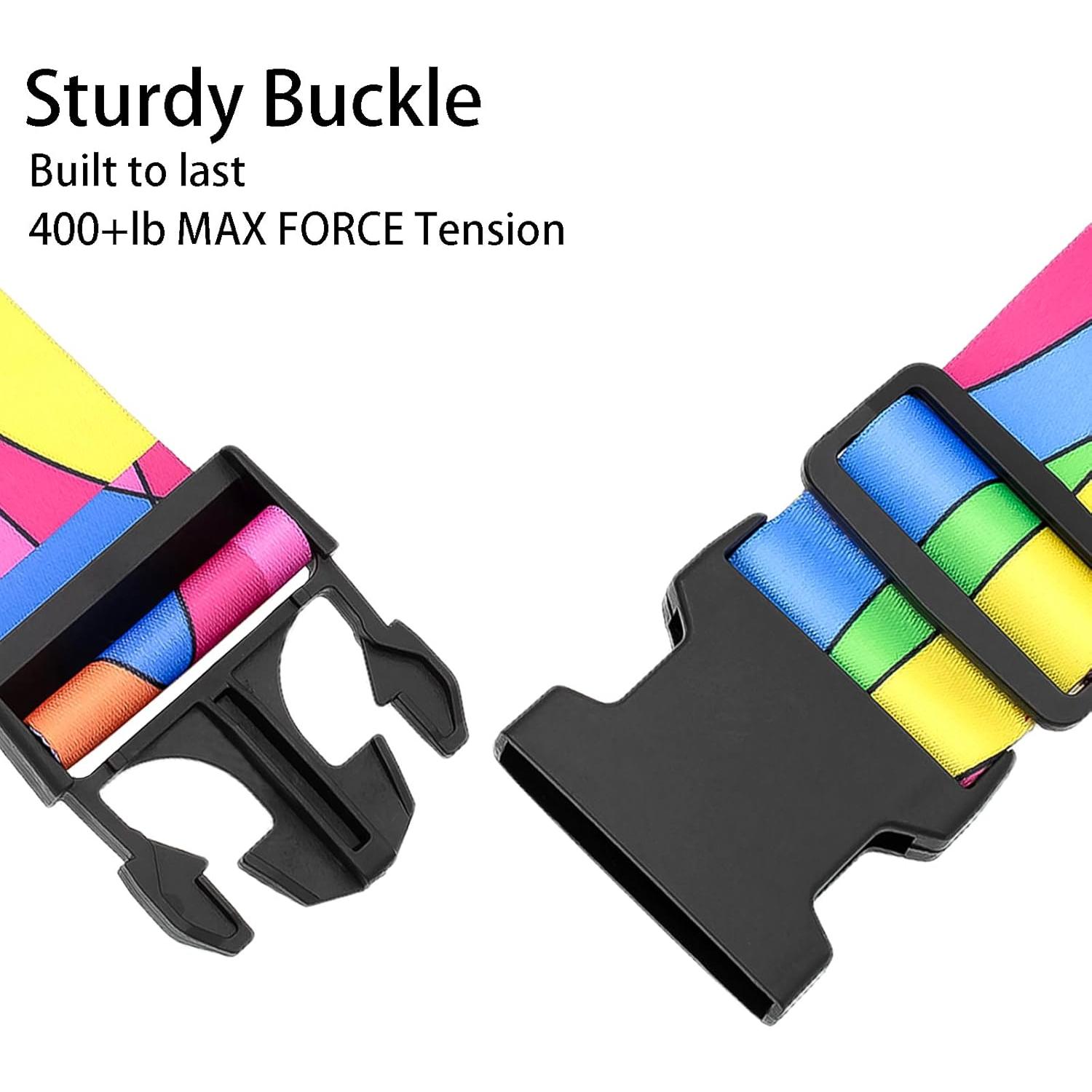 Correas de Equipaje Ajustables Nemubao Olas Coloridas 2 Pzas