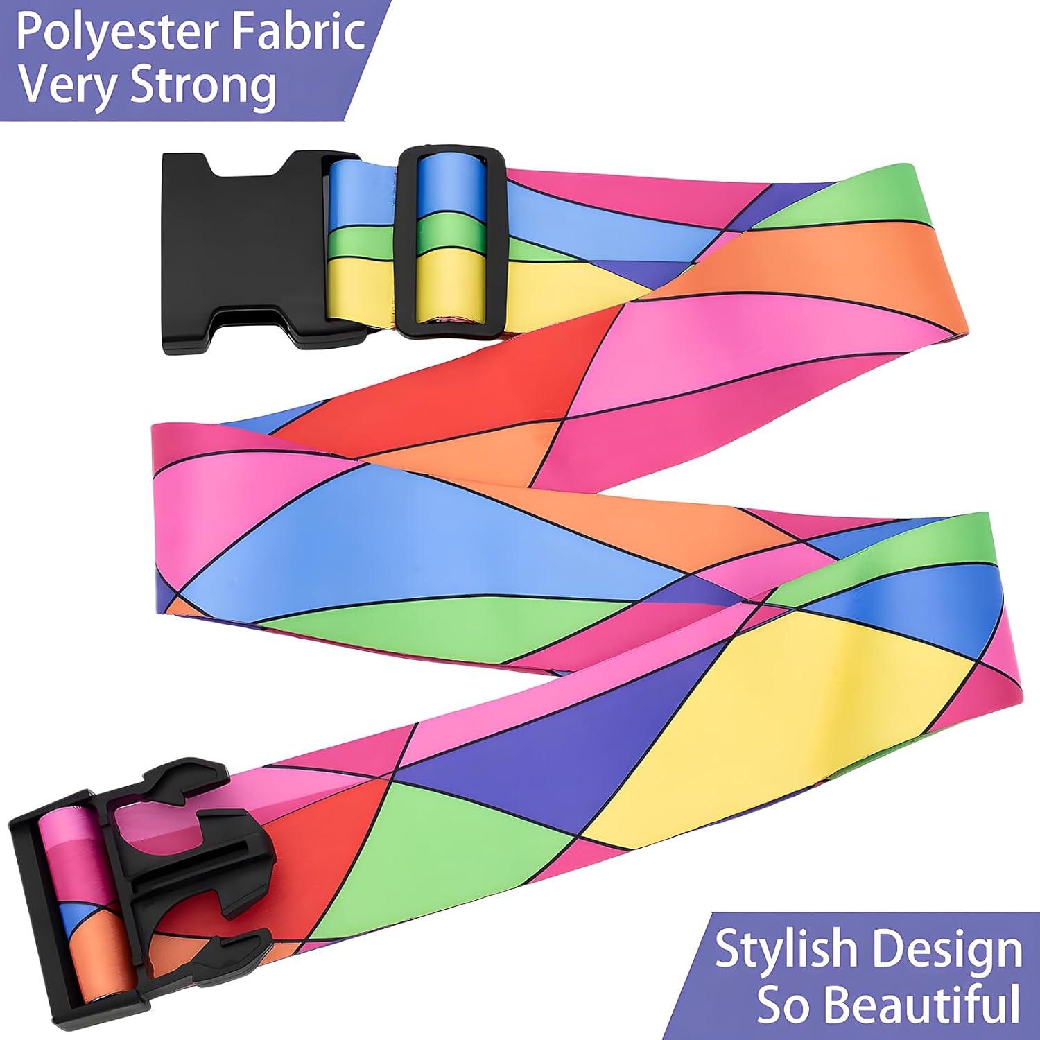 Correas de Equipaje Ajustables Nemubao Olas Coloridas 2 Pzas
