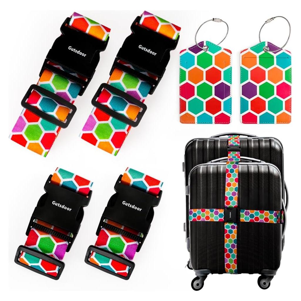 Correas de Equipaje Gutsdoor 2 Piezas Ajustables Multicolor