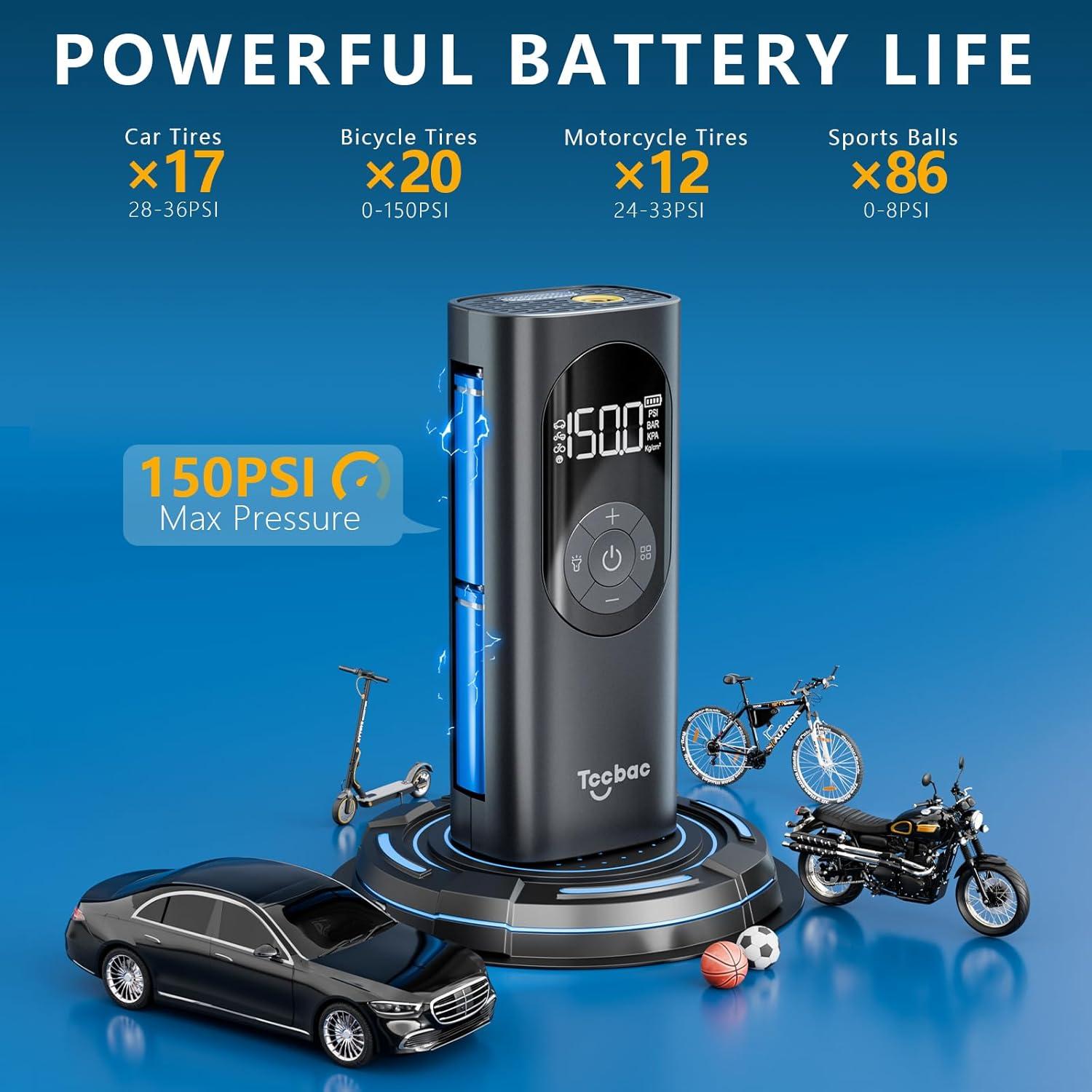 Compresor de Aire Tccbac TC560 150 PSI Portátil con Luz LED