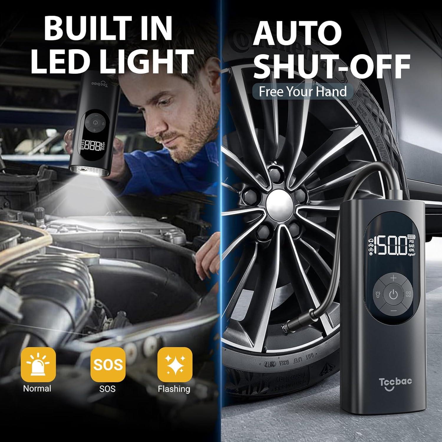 Compresor de Aire Tccbac TC560 150 PSI Portátil con Luz LED