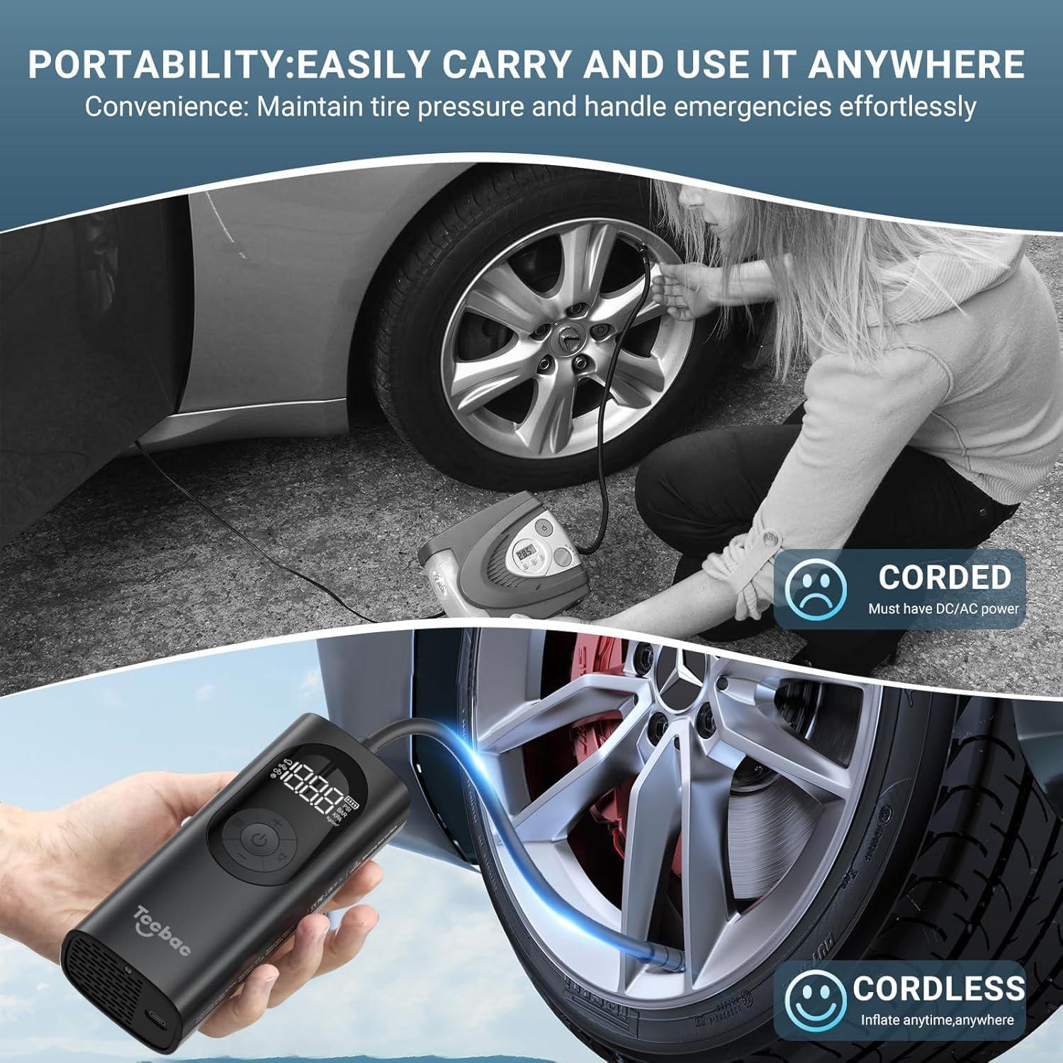 Compresor de Aire Tccbac TC560 150 PSI Portátil con Luz LED