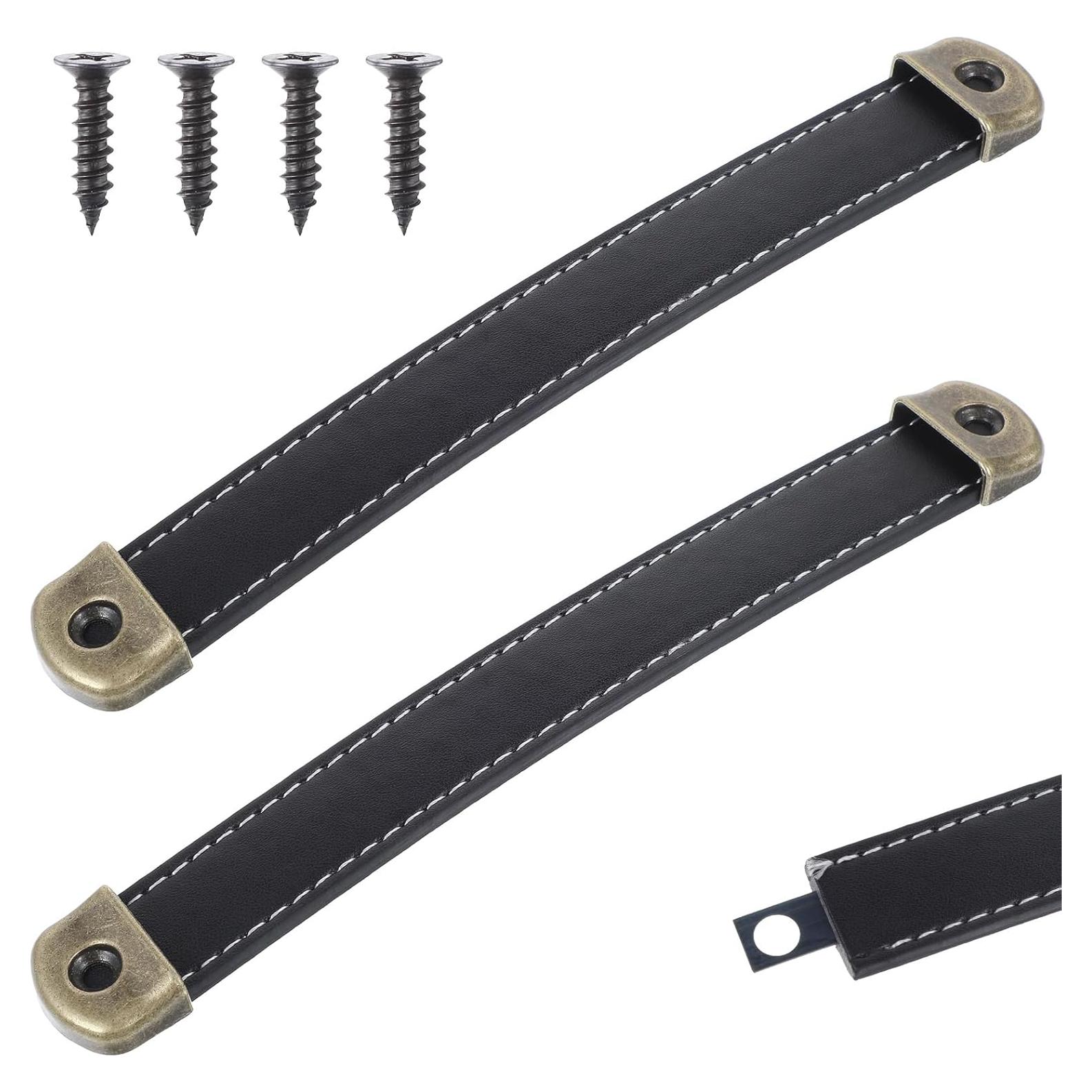 Mangos de Cuero Mabor para Cajones y Equipaje - 2 Pcs Negro