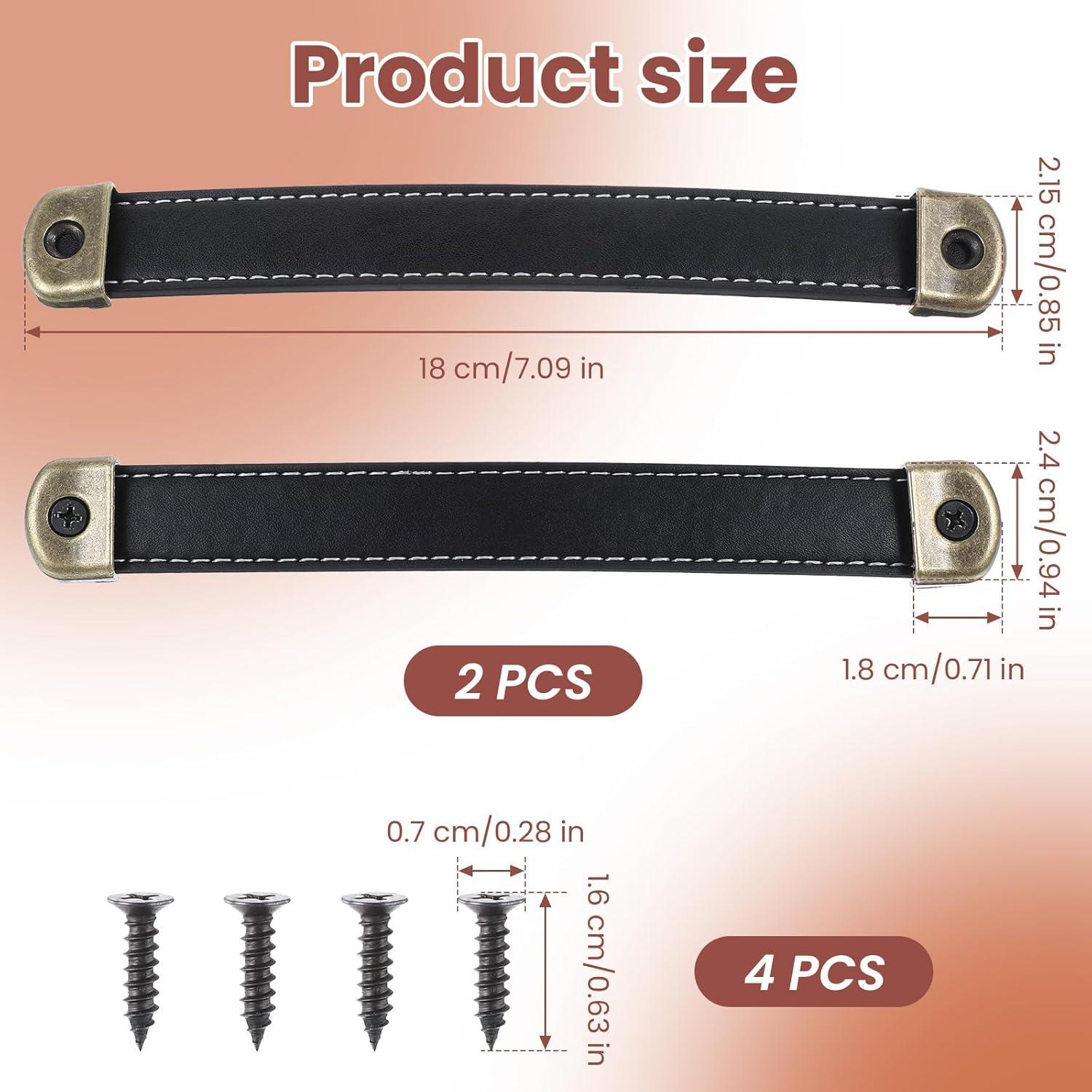 Mangos de Cuero Mabor para Cajones y Equipaje - 2 Pcs Negro