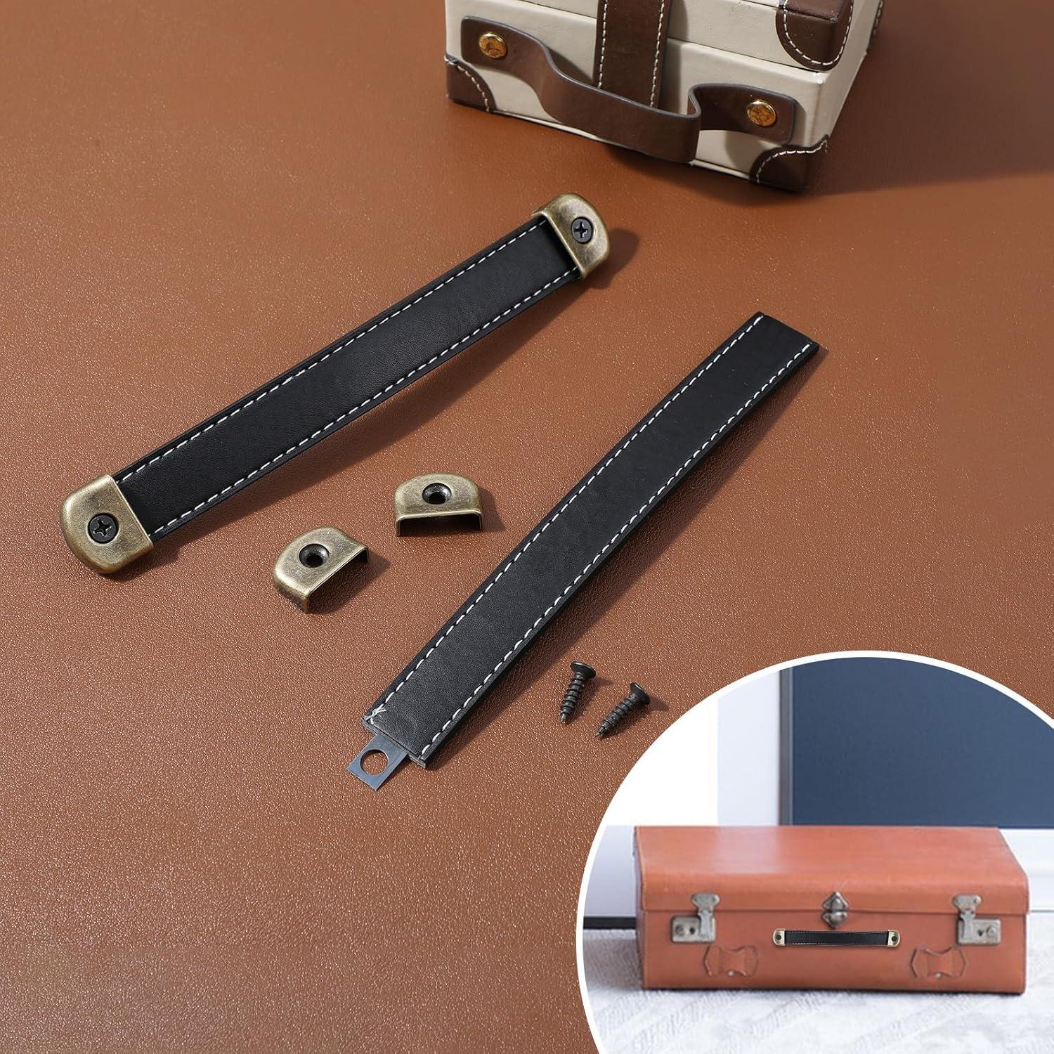 Mangos de Cuero Mabor para Cajones y Equipaje - 2 Pcs Negro