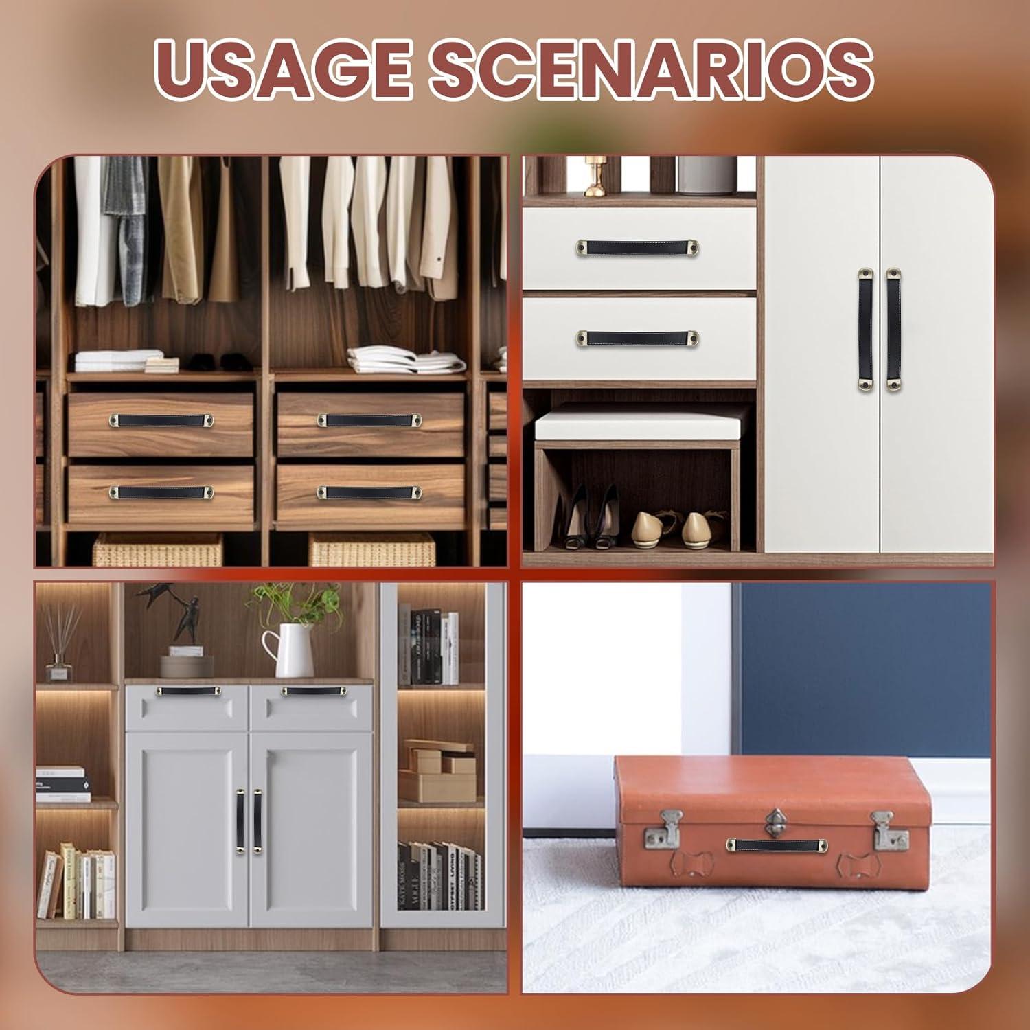 Mangos de Cuero Mabor para Cajones y Equipaje - 2 Pcs Negro