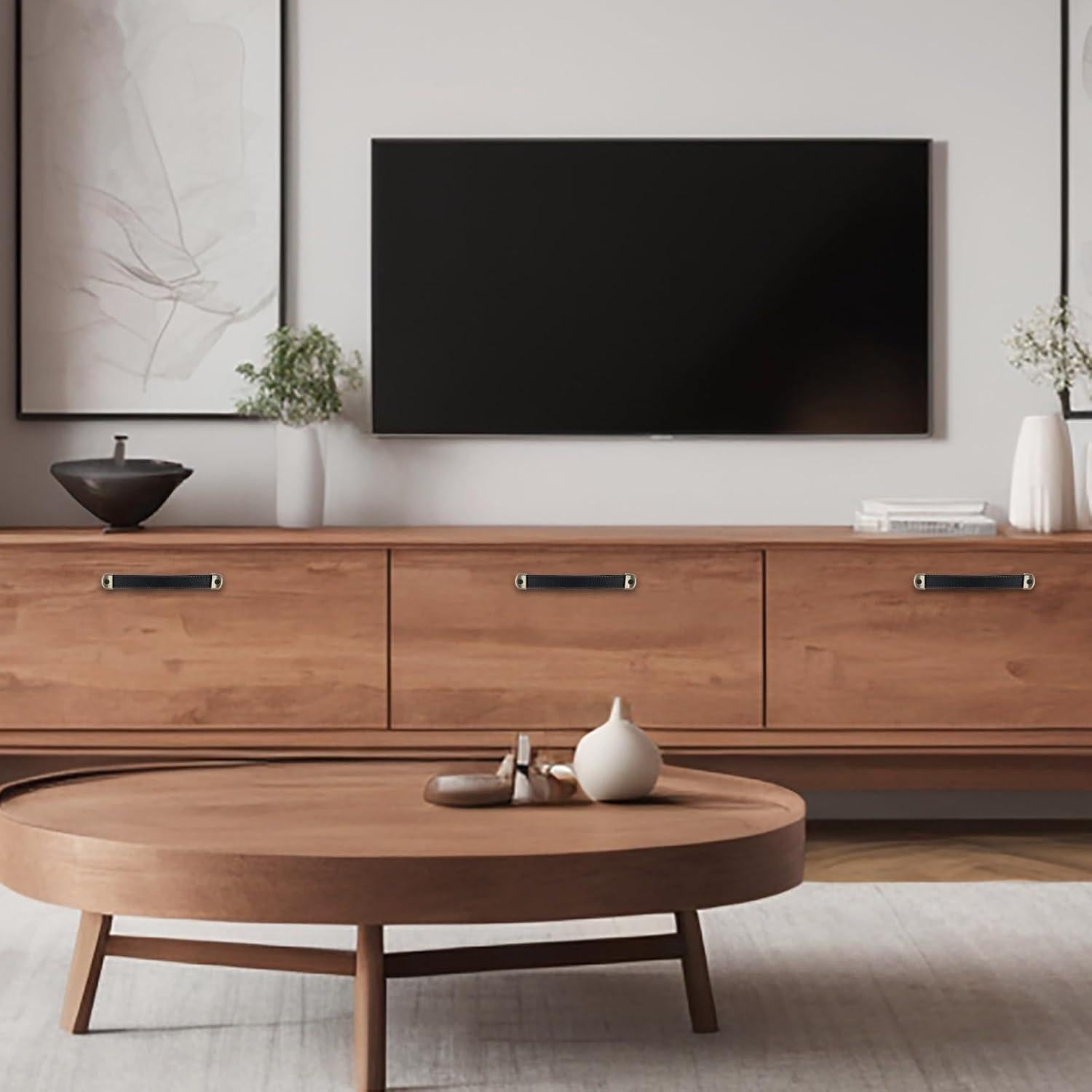 Mangos de Cuero Mabor para Cajones y Equipaje - 2 Pcs Negro