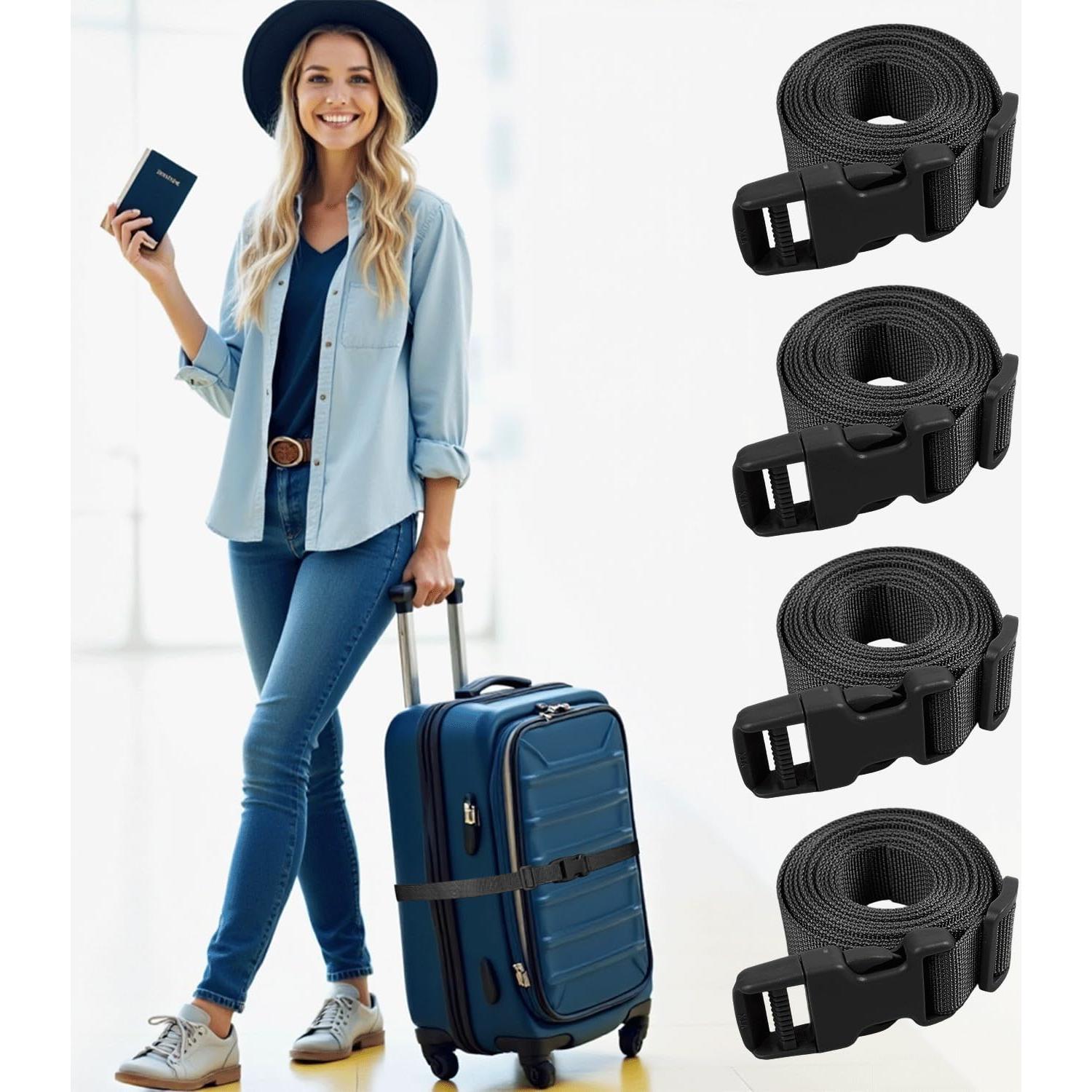 Correa Ajustable XTACER para Equipaje 4 Piezas 200 cm Negro