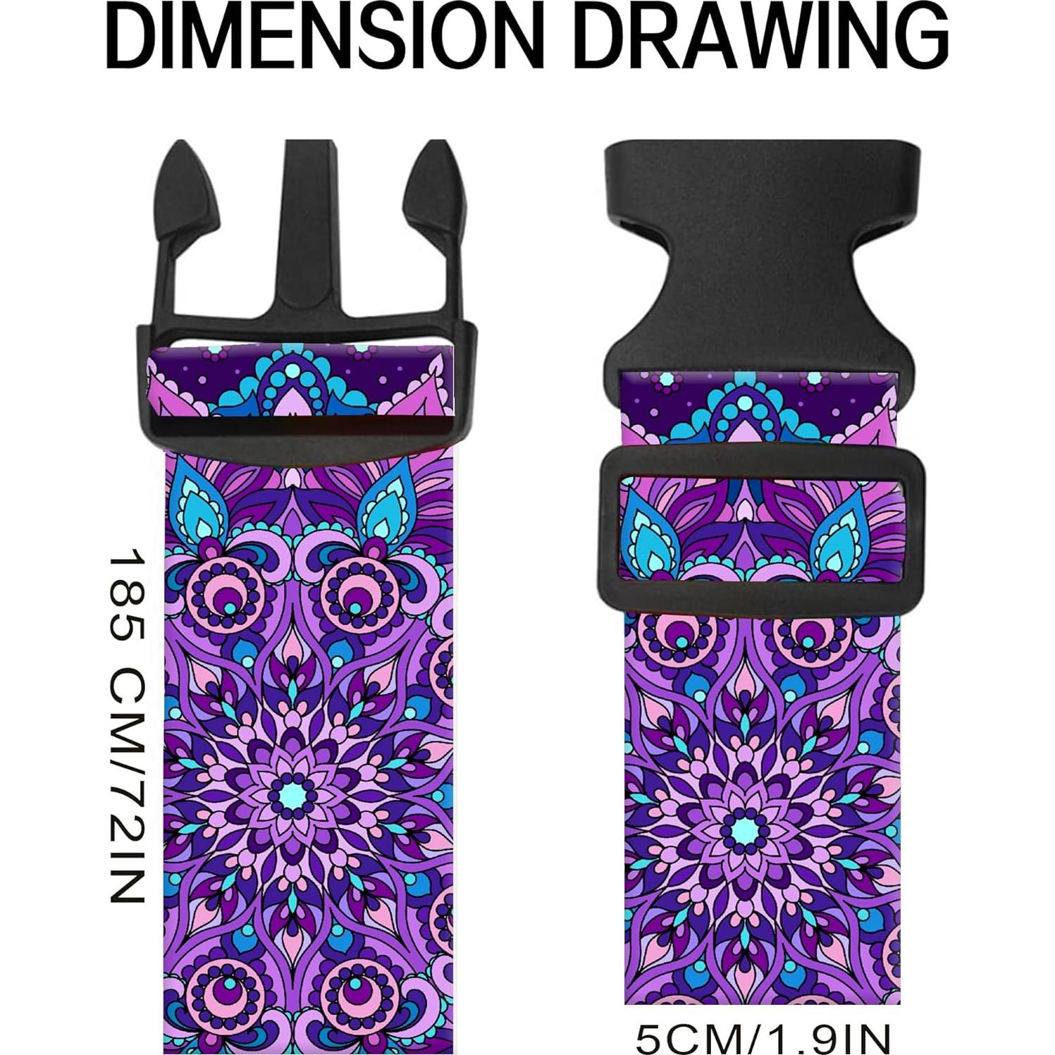 Correas de Equipaje Ajustables ASJHFDIR Mandala Púrpura