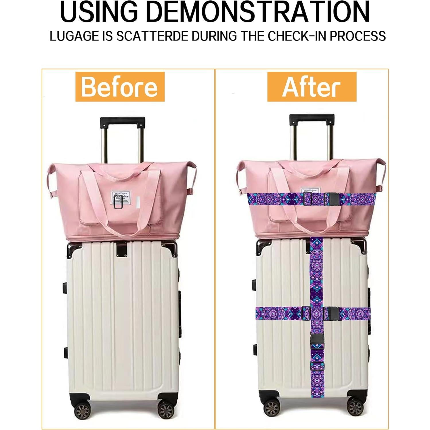 Correas de Equipaje Ajustables ASJHFDIR Mandala Púrpura