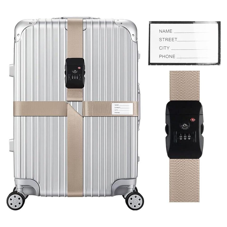 Juego de correas de equipaje Veki Cross TSA Caqui