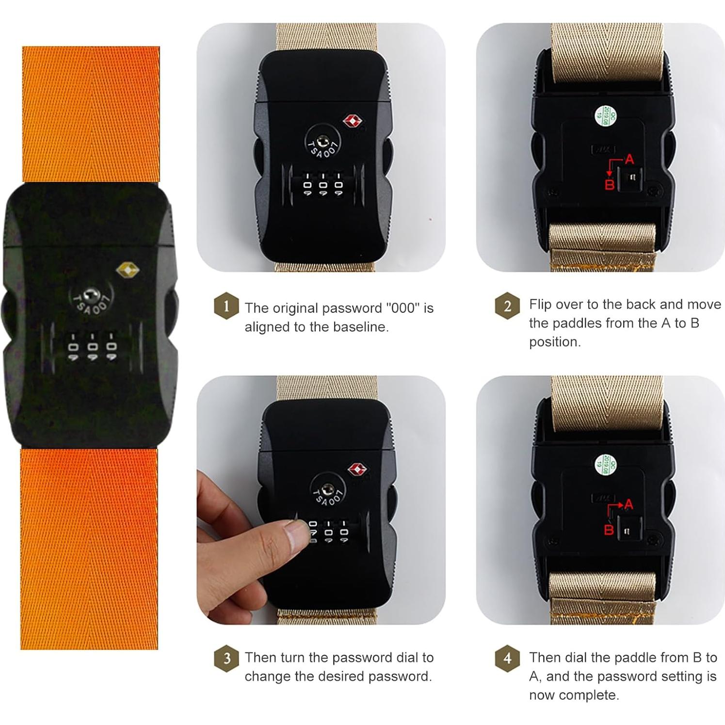 Correas de Equipaje Veki TSA Naranja, Duraderas y Seguras