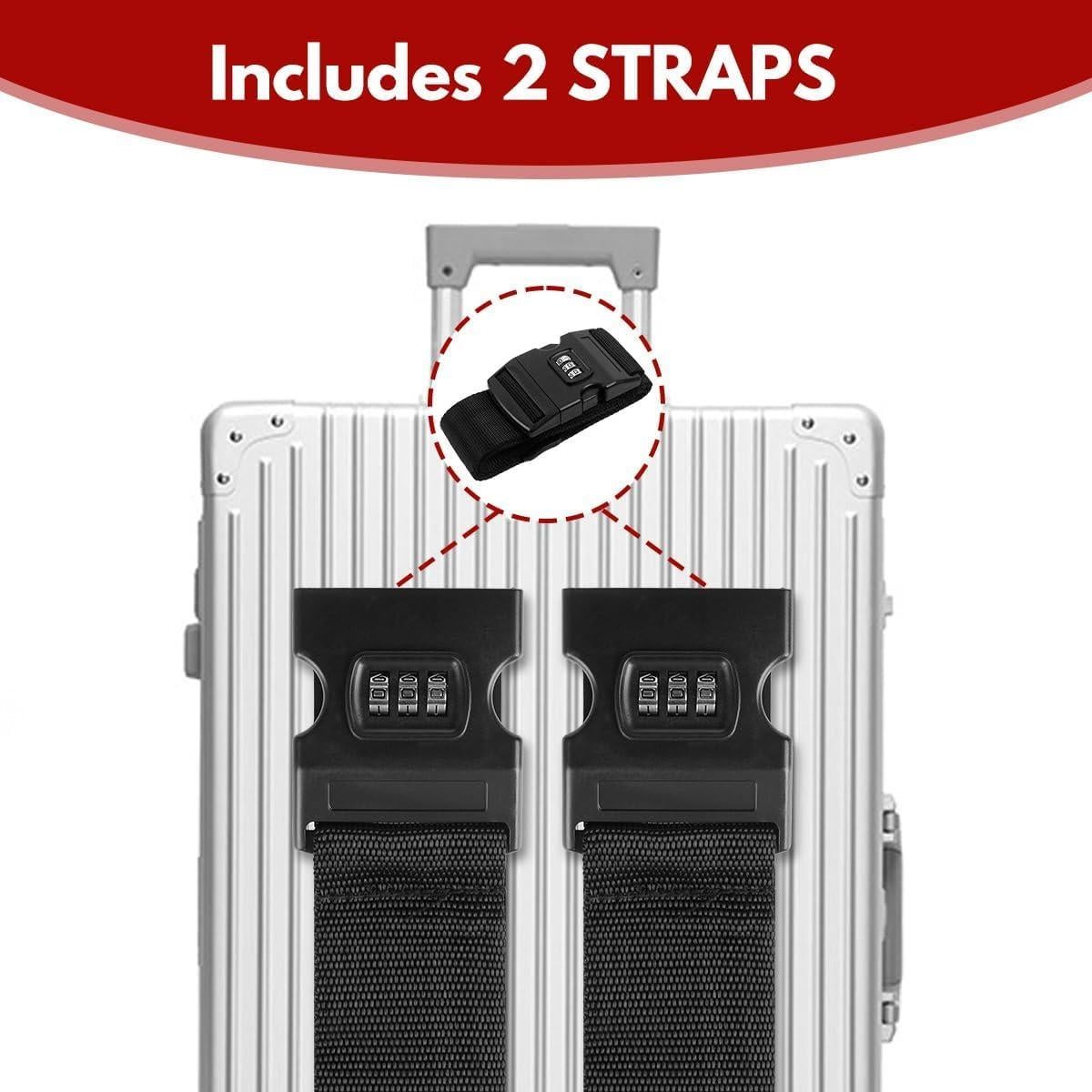 Correas de Equipaje T Tersely 2 Piezas con Candado Negro