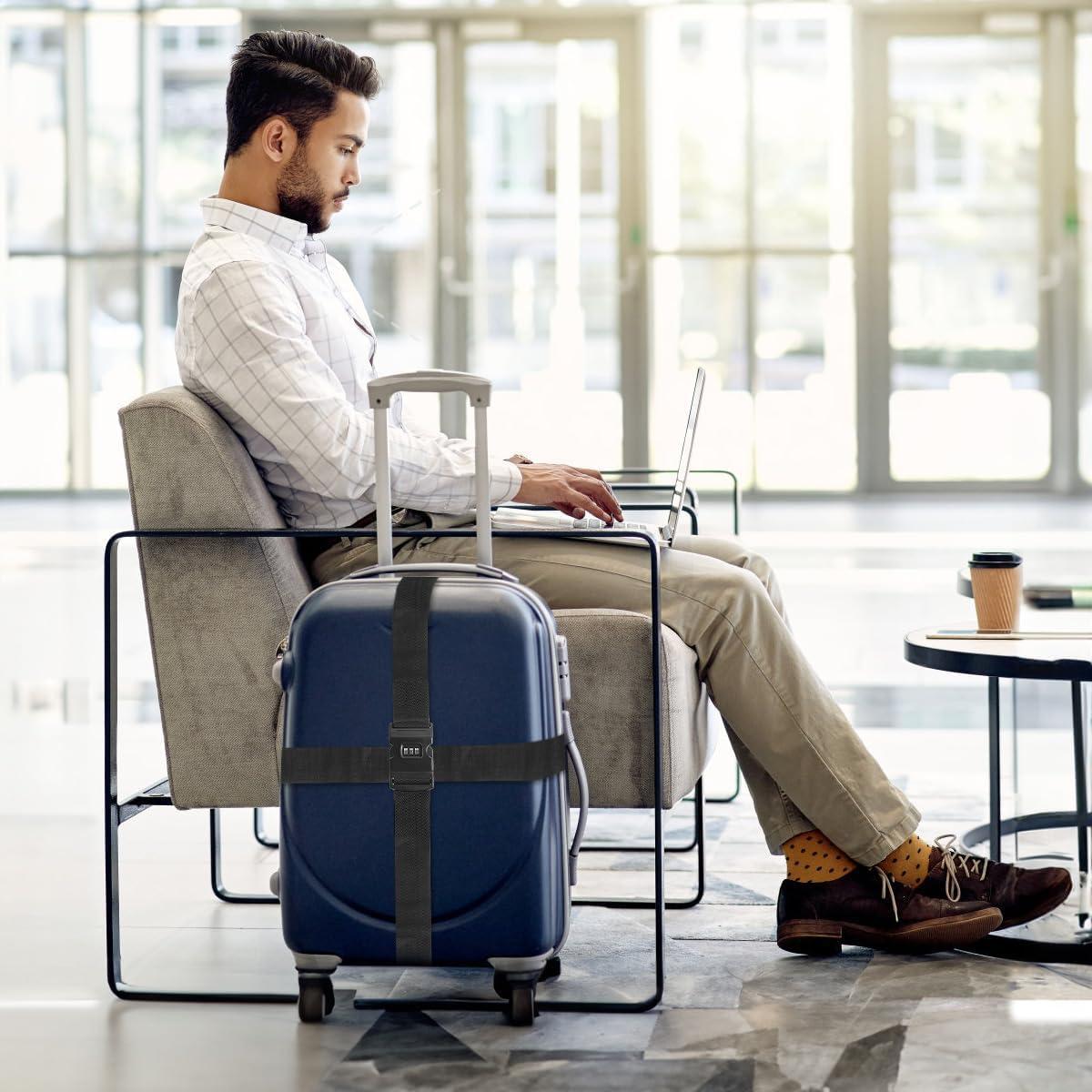 Correas de Equipaje T Tersely 2 Piezas con Candado Negro