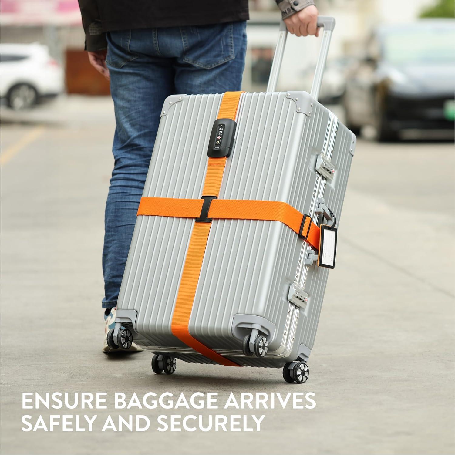 Correa de Equipaje Navaris Naranja con Candado TSA 400 cm