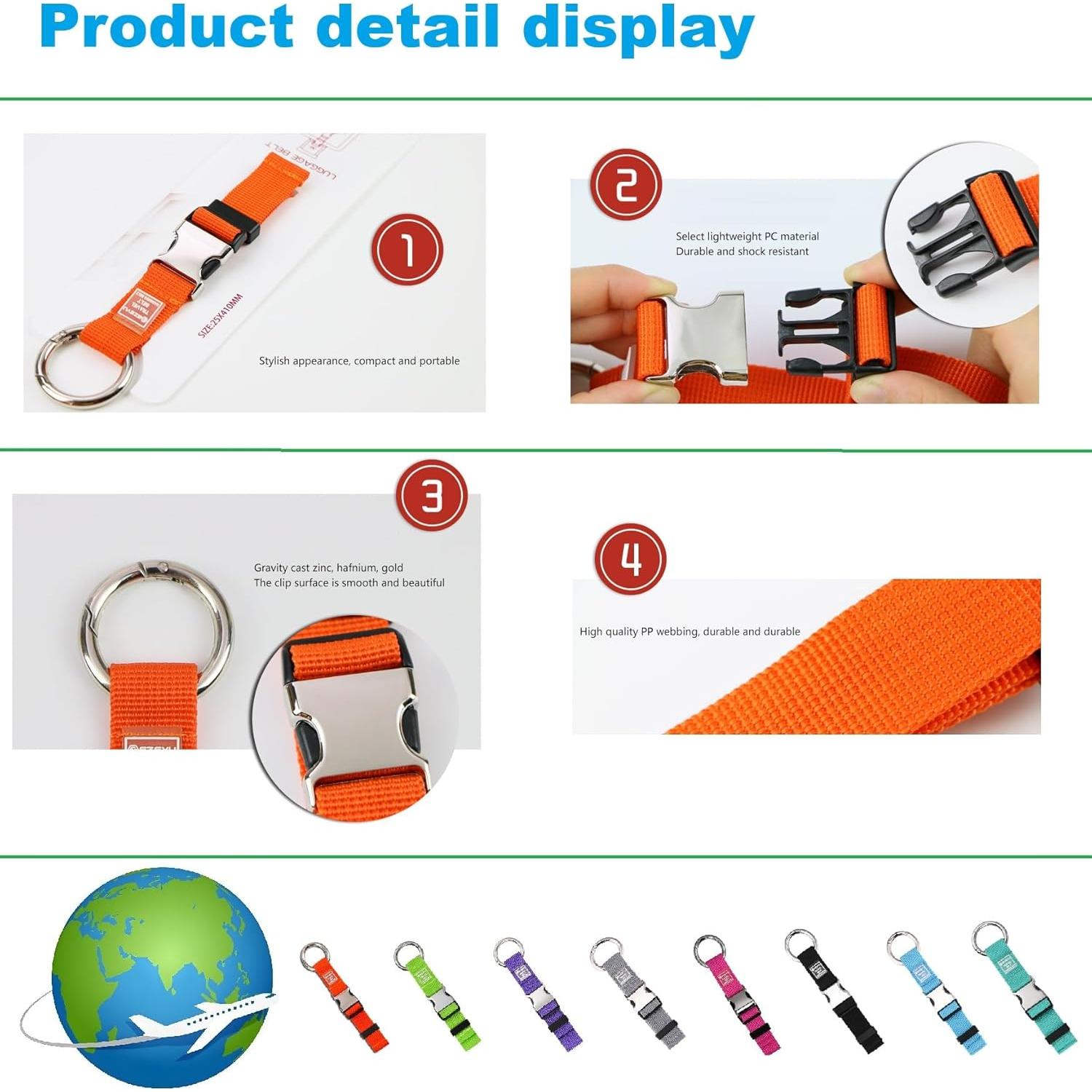 2 Correas de Equipaje Ajustables FABULWAY Púrpura