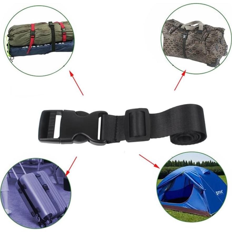 2 Piezas Correas de Equipaje Nylon Negro 2.5x120 cm Happyupcity