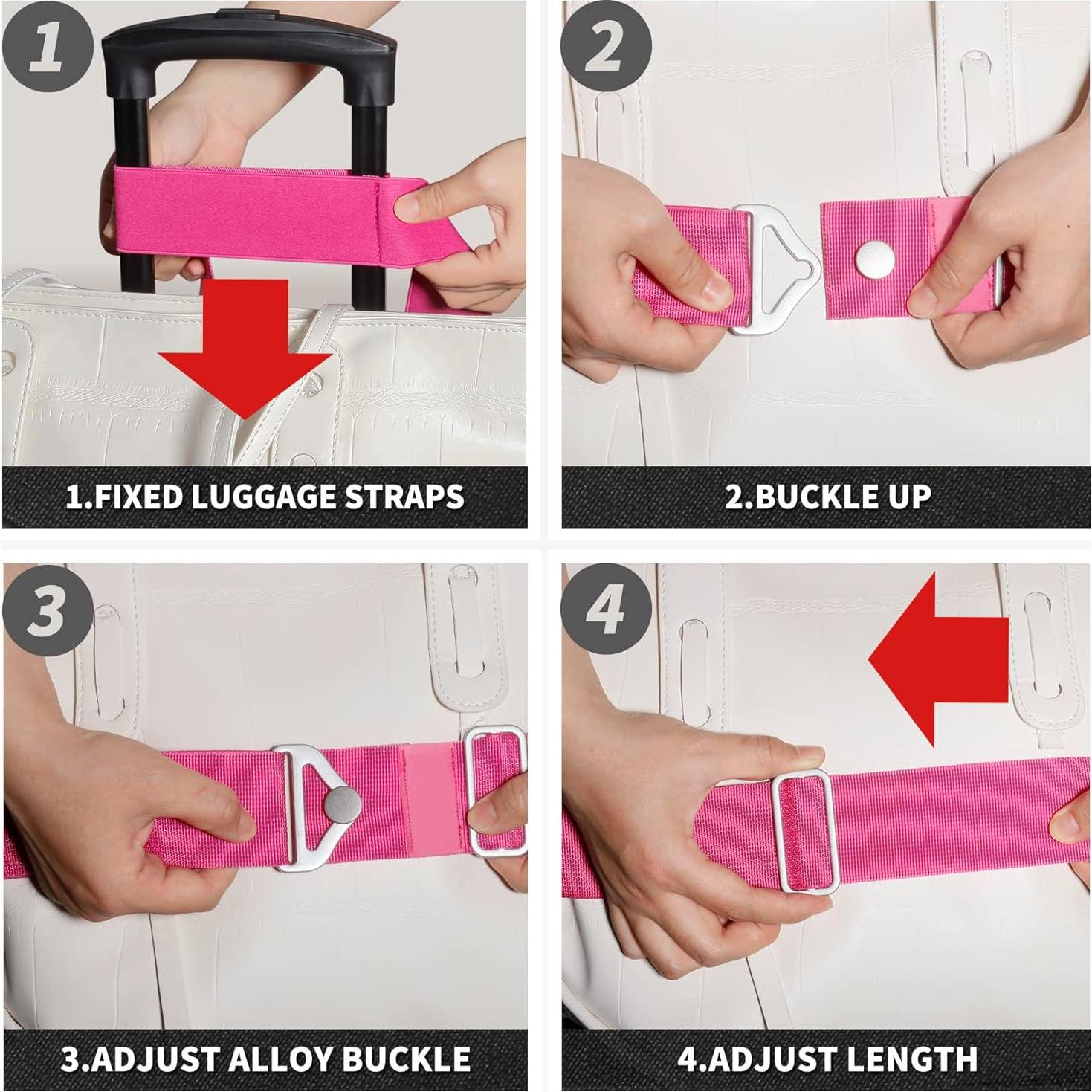 Correa de Equipaje TOOVREN 2-en-1 Ajustable Rosa 94-120cm