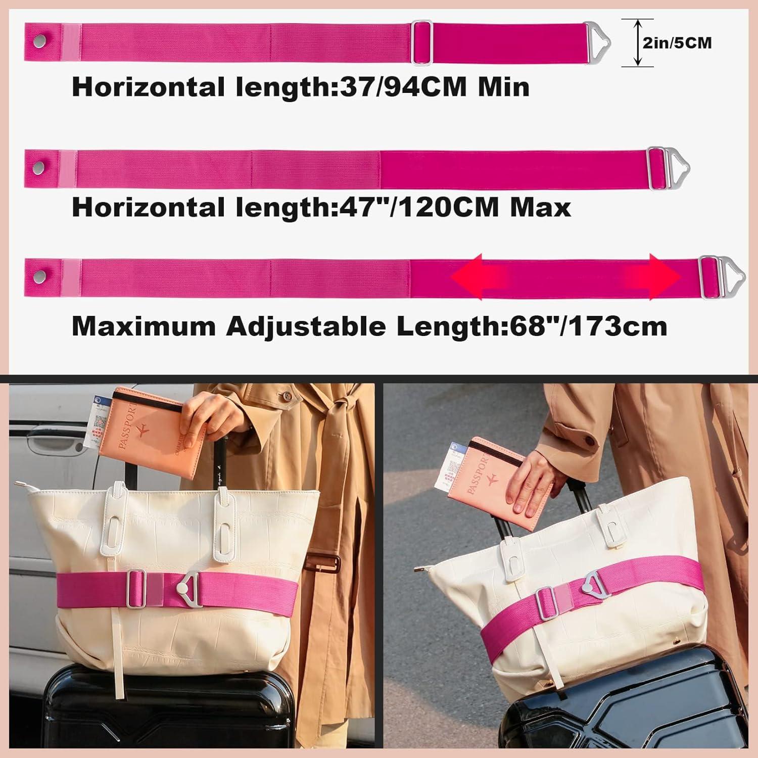 Correa de Equipaje TOOVREN 2-en-1 Ajustable Rosa 94-120cm