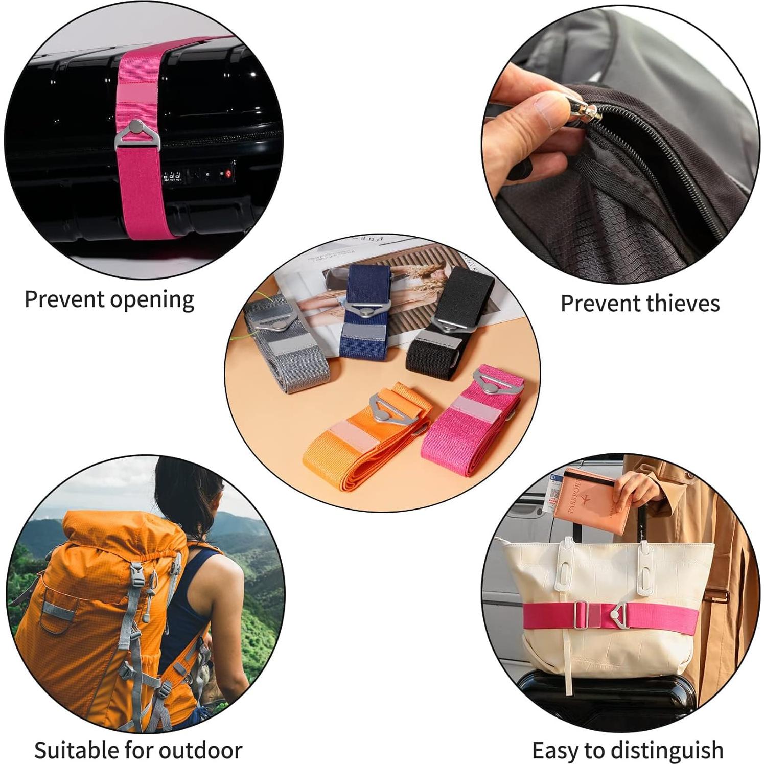 Correa de Equipaje TOOVREN 2-en-1 Ajustable Rosa 94-120cm