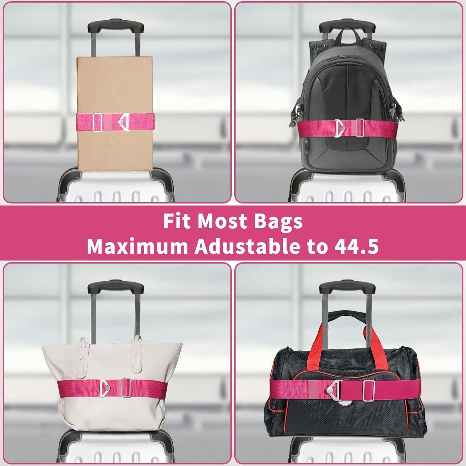 Correa de Equipaje TOOVREN 2-en-1 Ajustable Rosa 94-120cm