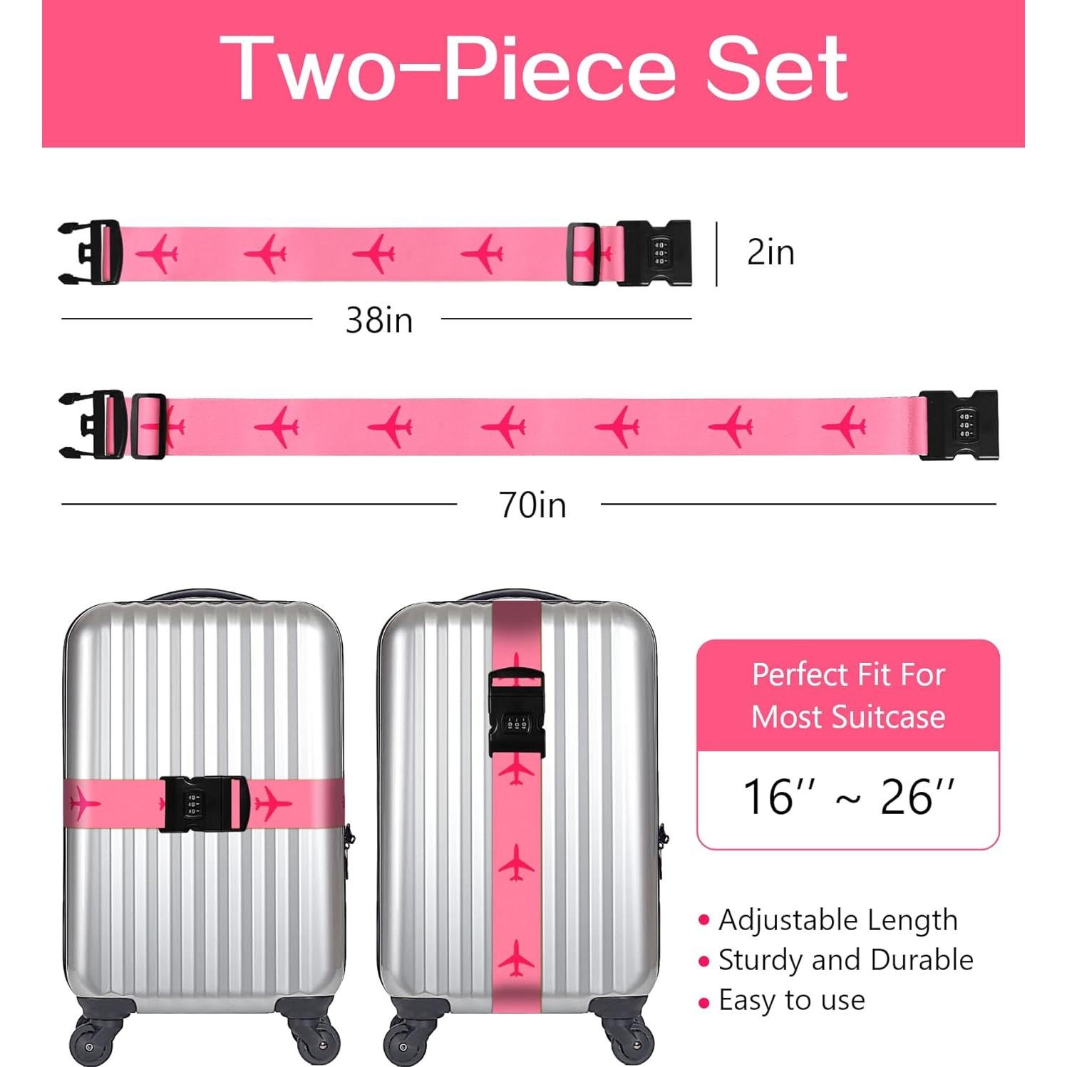 Correa de Equipaje Rosa Stanoha Ajustable con Cerradura