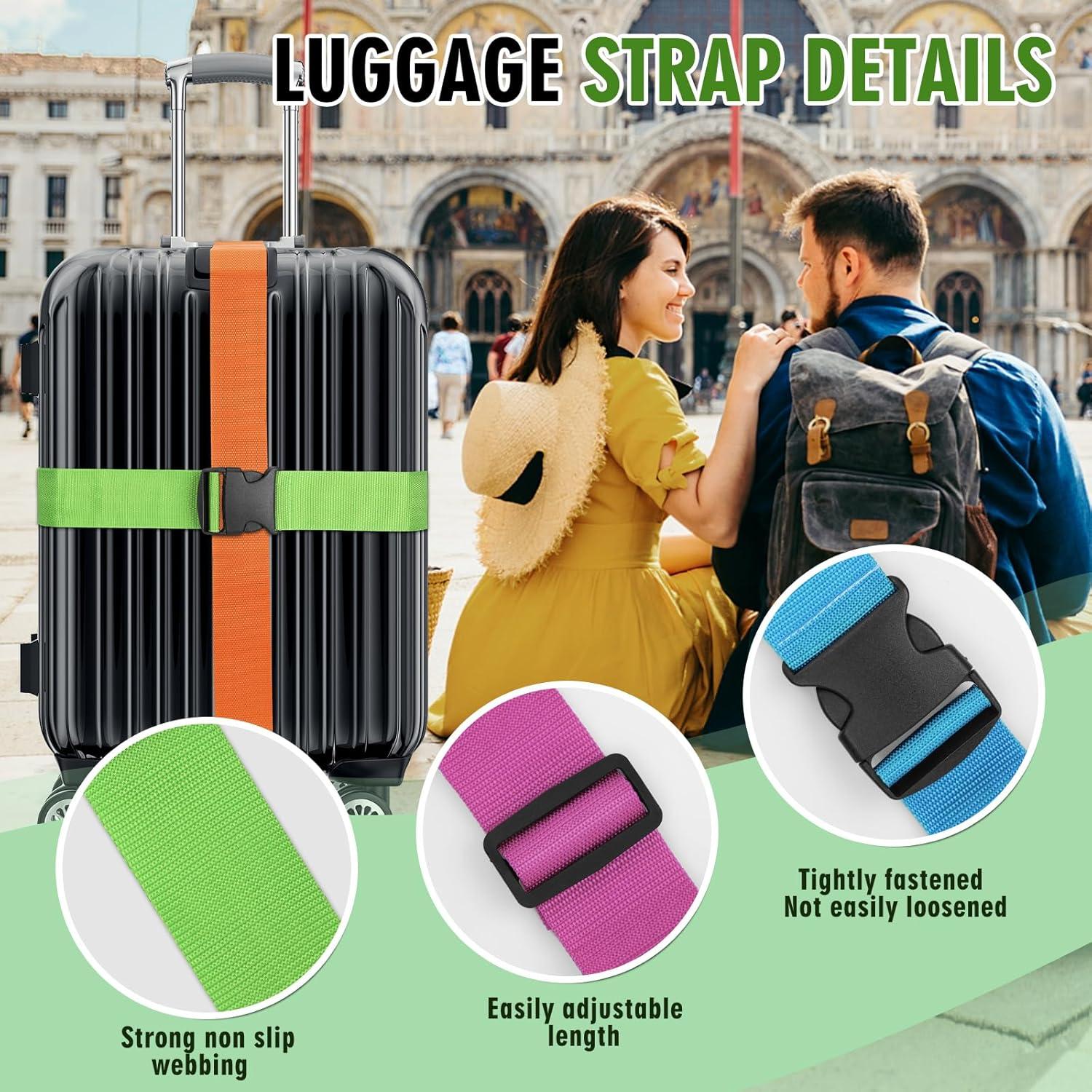 Paquete de 4 correas de equipaje Kilihot 193 cm ajustables