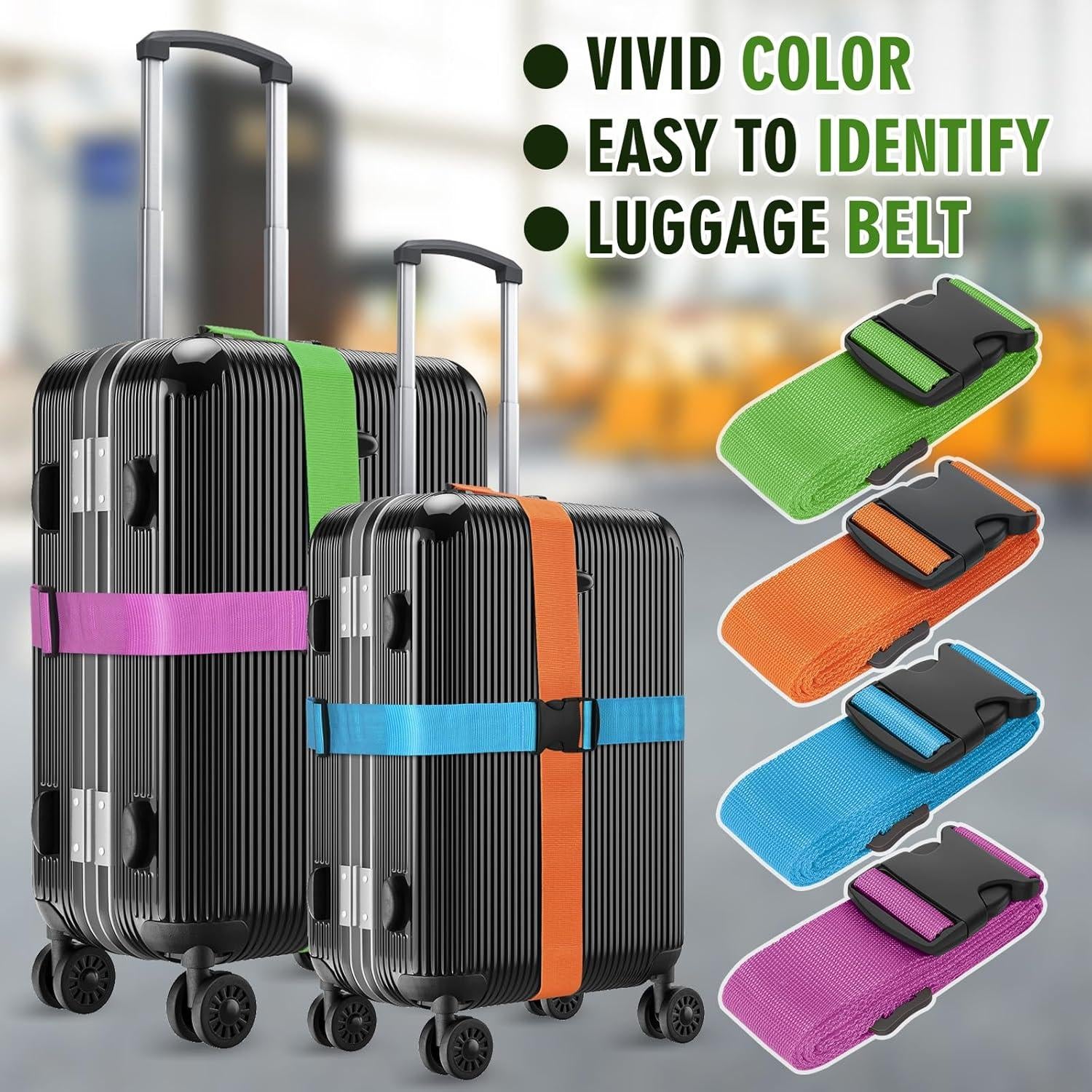 Paquete de 4 correas de equipaje Kilihot 193 cm ajustables