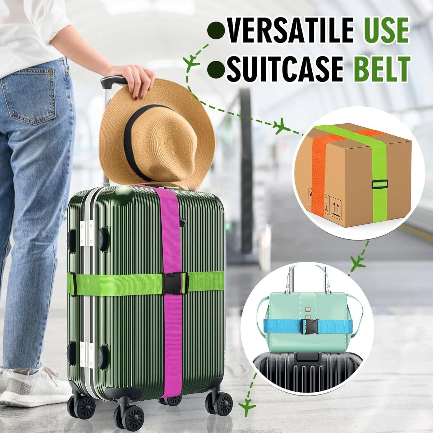 Paquete de 4 correas de equipaje Kilihot 193 cm ajustables