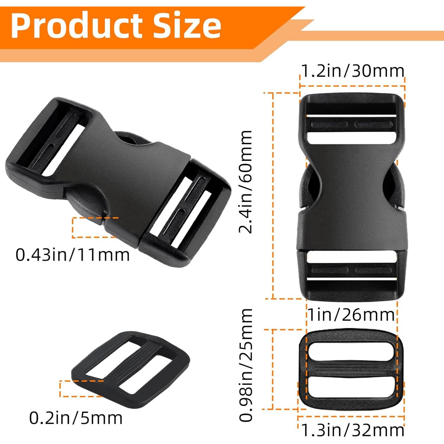 Juego de 8 Hebillas de 25mm Plástico POM para Correas