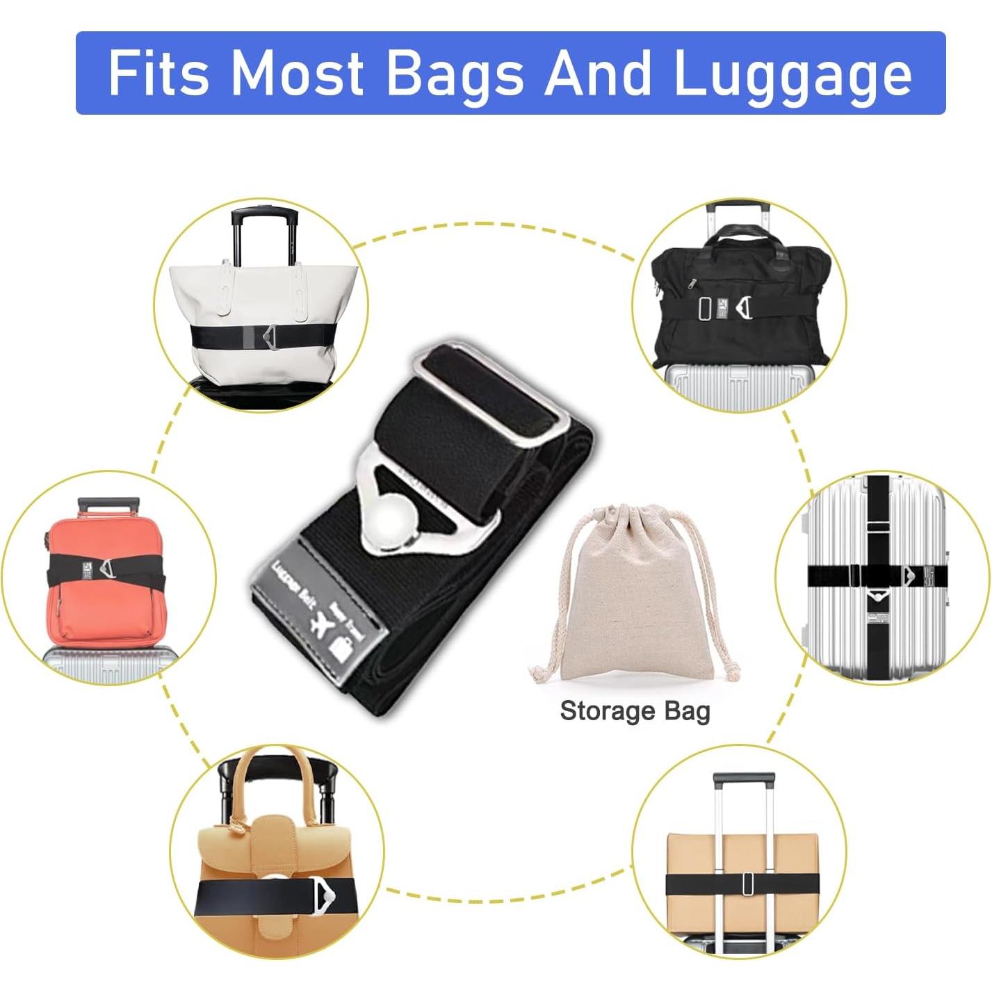 Cinturón de Viaje QQM Ajustable Nylon Negro 72-100 cm