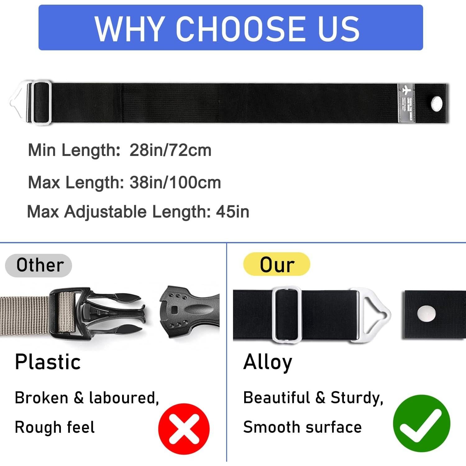 Cinturón de Viaje QQM Ajustable Nylon Negro 72-100 cm