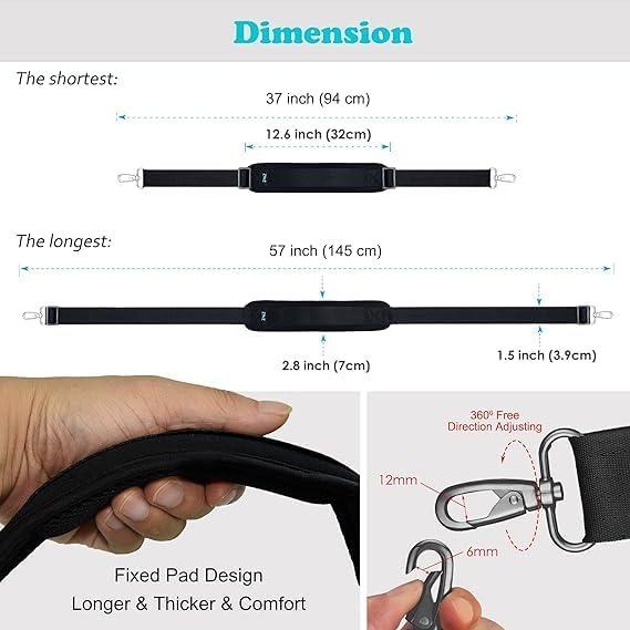 Correa de Hombro Ajustable ZINZ 145 cm Acolchada Negra