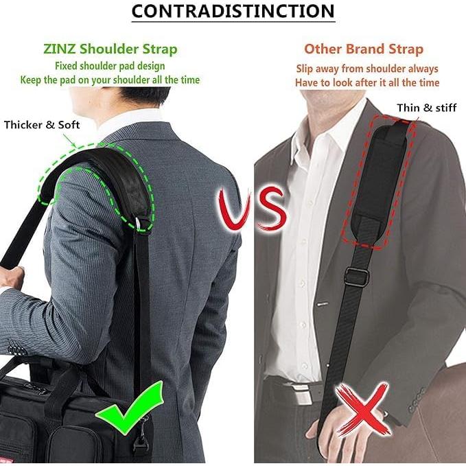 Correa de Hombro Ajustable ZINZ 145 cm Acolchada Negra