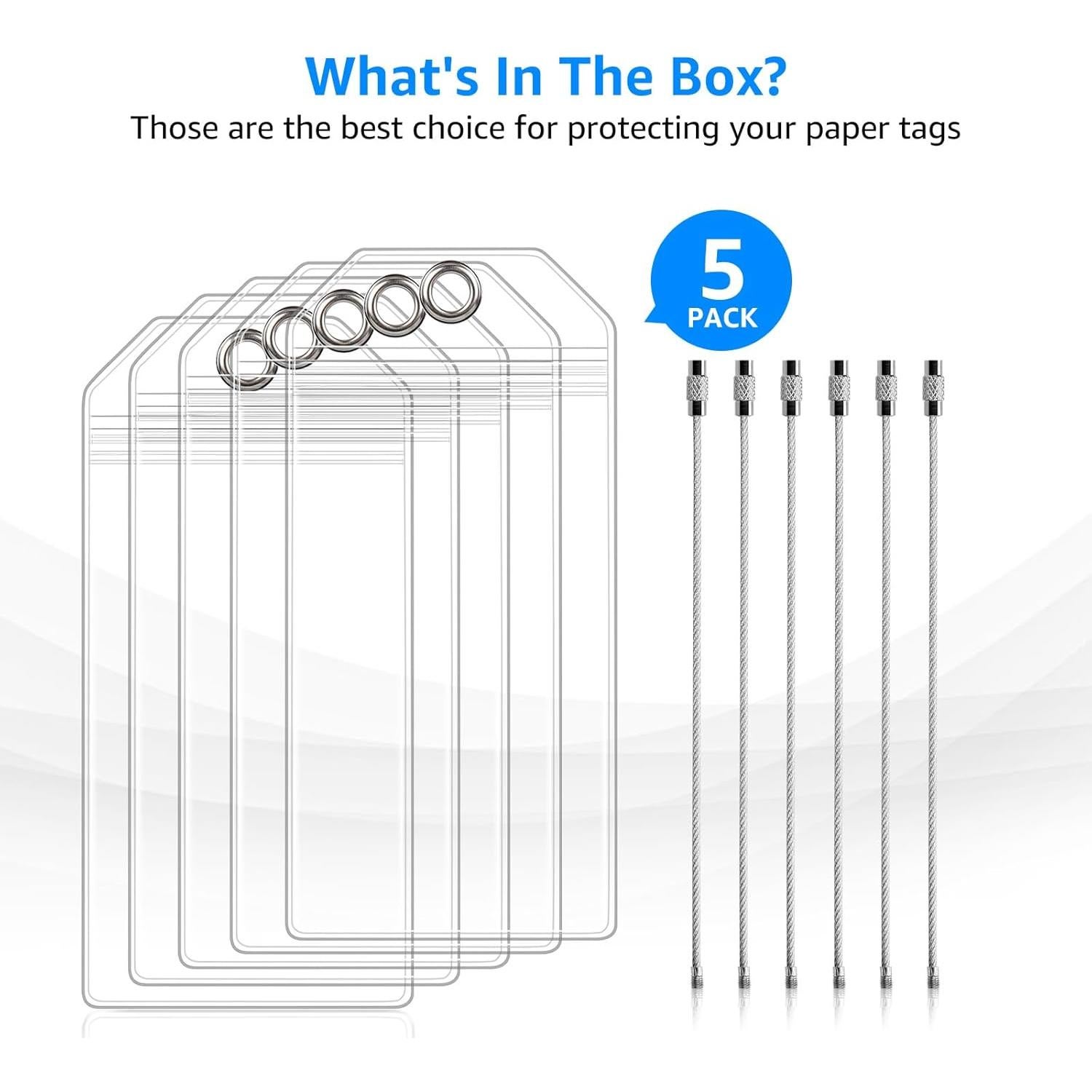 5 Sujetadores de Etiquetas de Equipaje FUNMCAN Transparentes