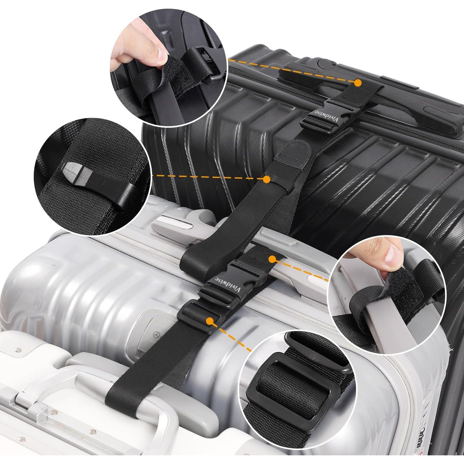 Correas Conectoras de Equipaje Vividwise 2 Unidades Nylon Negro