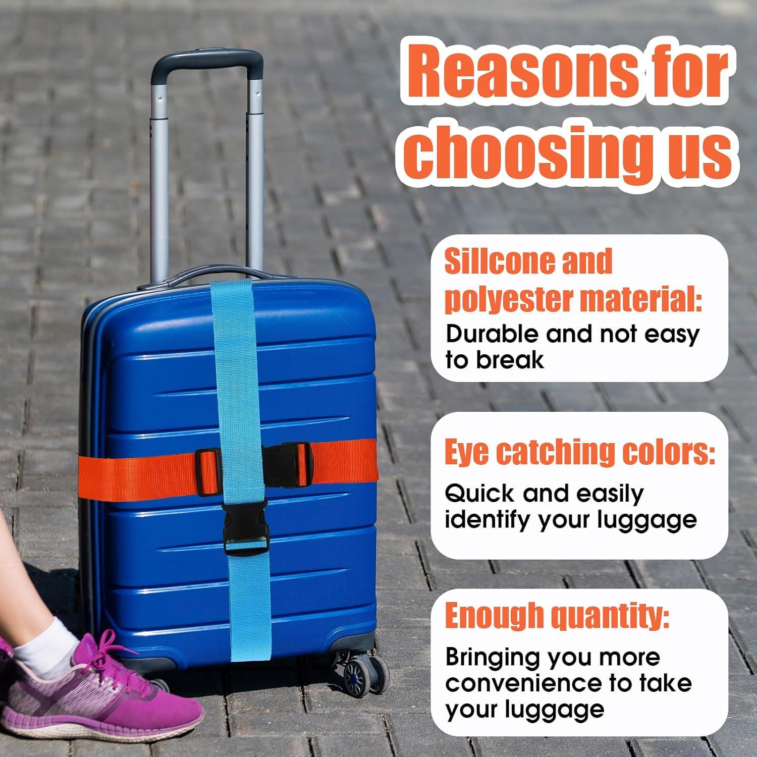 Paquete de 12 correas de equipaje Lemecima ajustables 198x5cm