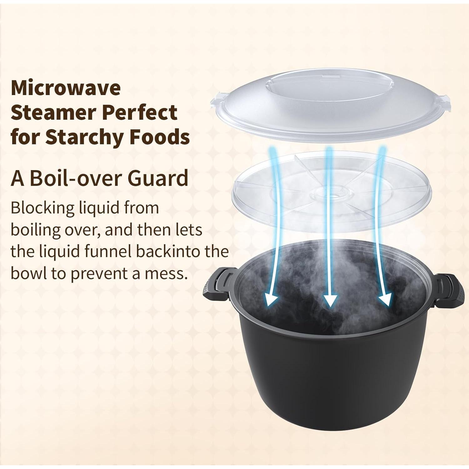 Cocedor de Arroz y Vaporera Microondas ReneeChef 3L Antiderrame