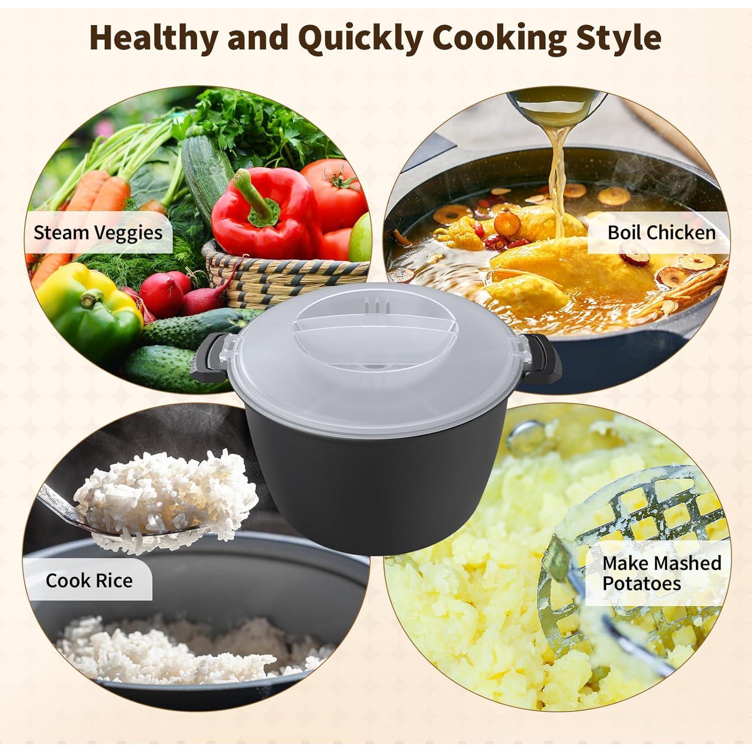 Cocedor de Arroz y Vaporera Microondas ReneeChef 3L Antiderrame